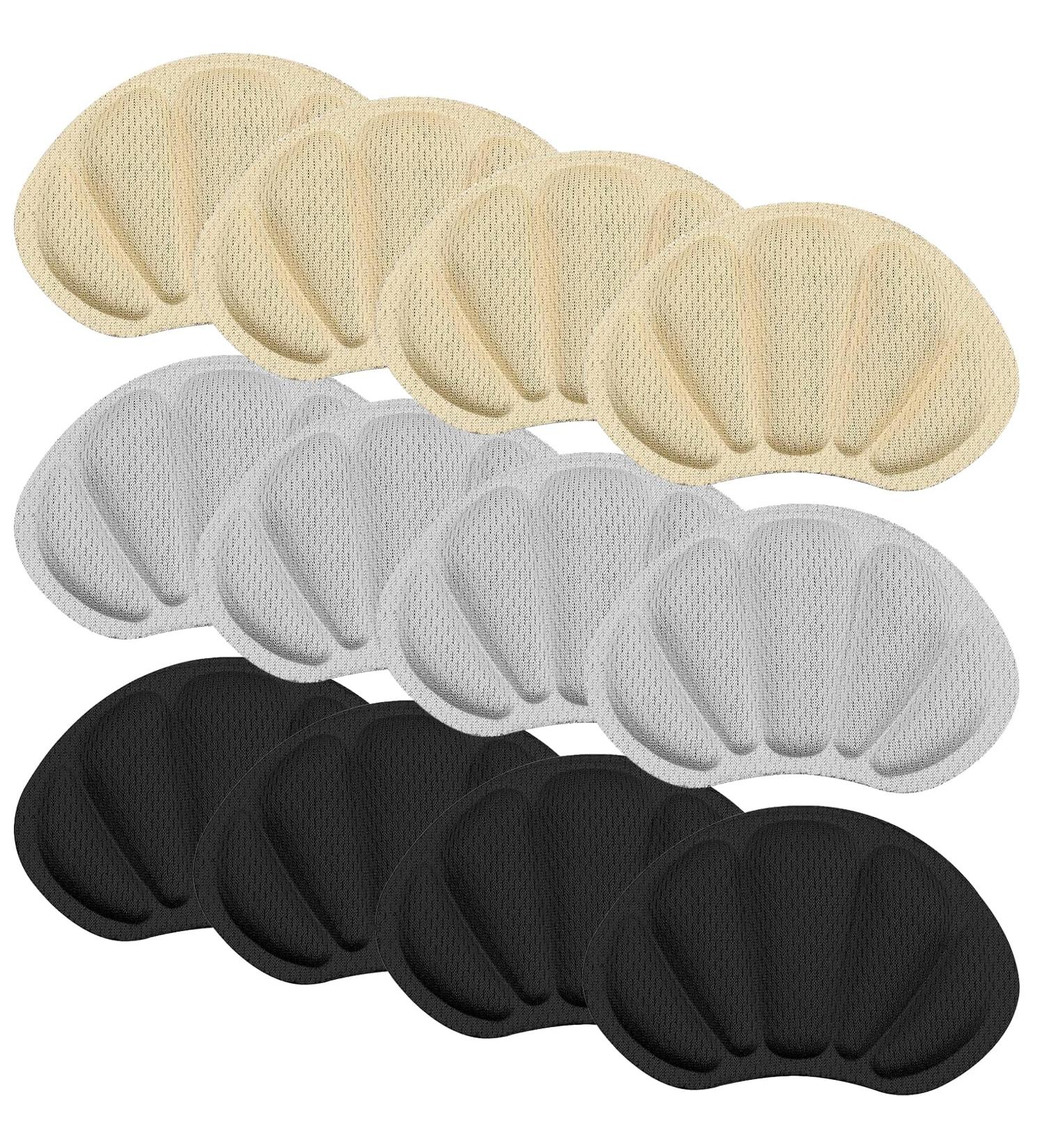6 Pairs Women's Heel Cushions - Self-Adhesive Comfort Insoles for Pain Relief | Anti-Bubble Foot Care Pillows (Black Gray Beige) - Buy Online on GoSupps.com