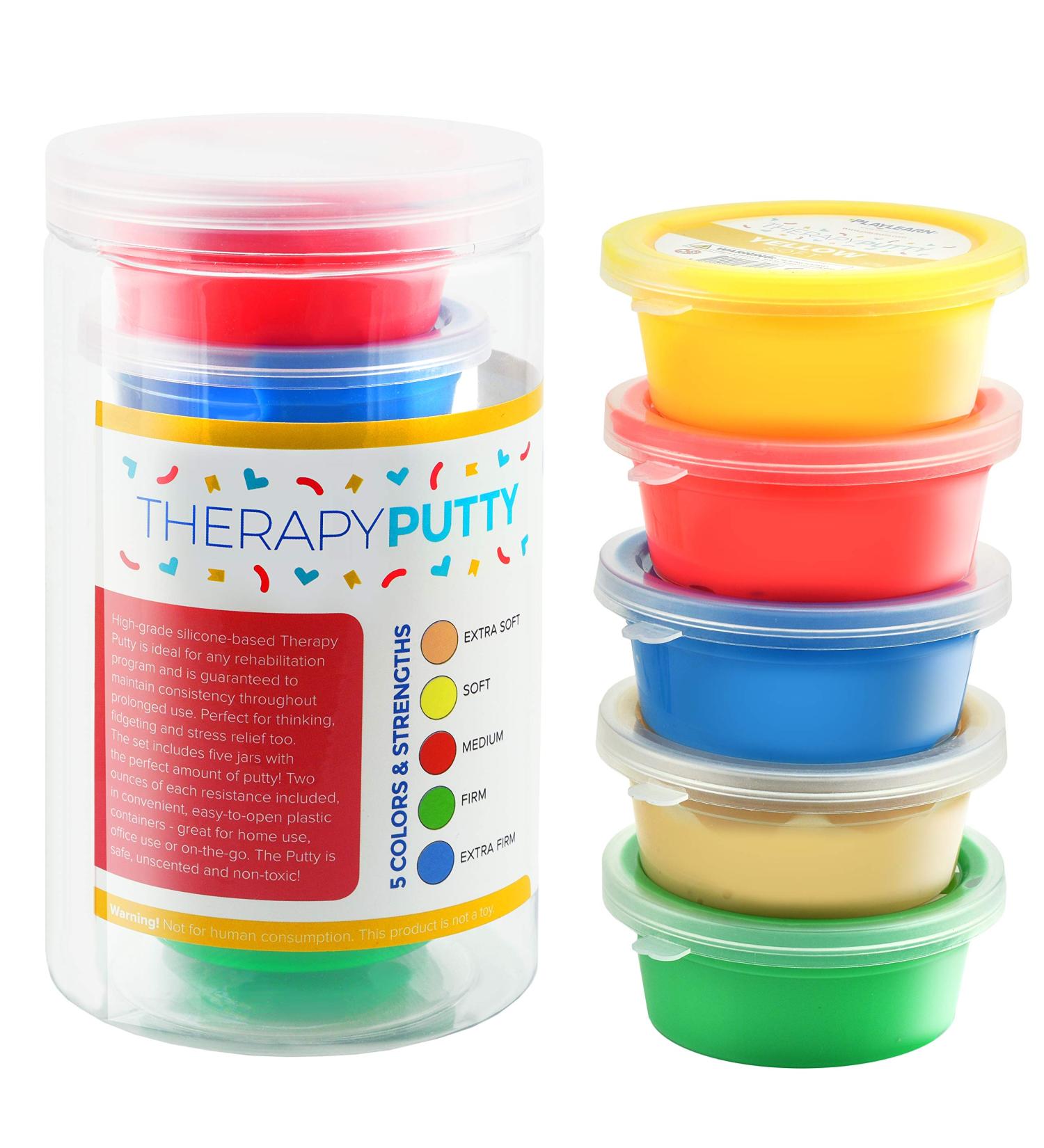 Playlearn Therapy Putty Set - 5 Strengths for Kids and Adults - Stress Relief Putty from Extra Soft to Firm - Buy Online on GoSupps.com