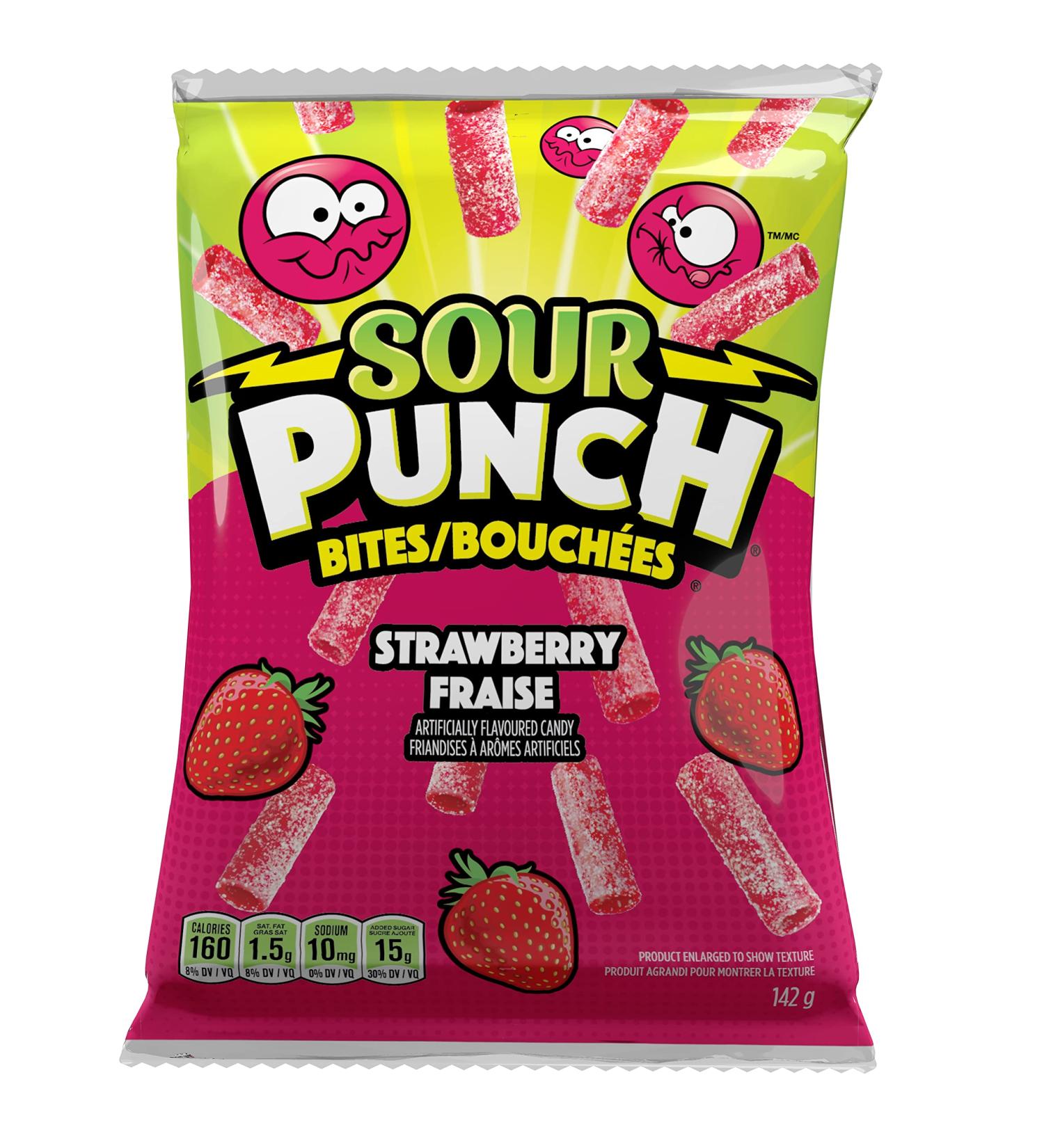 Sour Punch Bites Strawberry Chewy Candy 142g - Buy Online on GoSupps.com