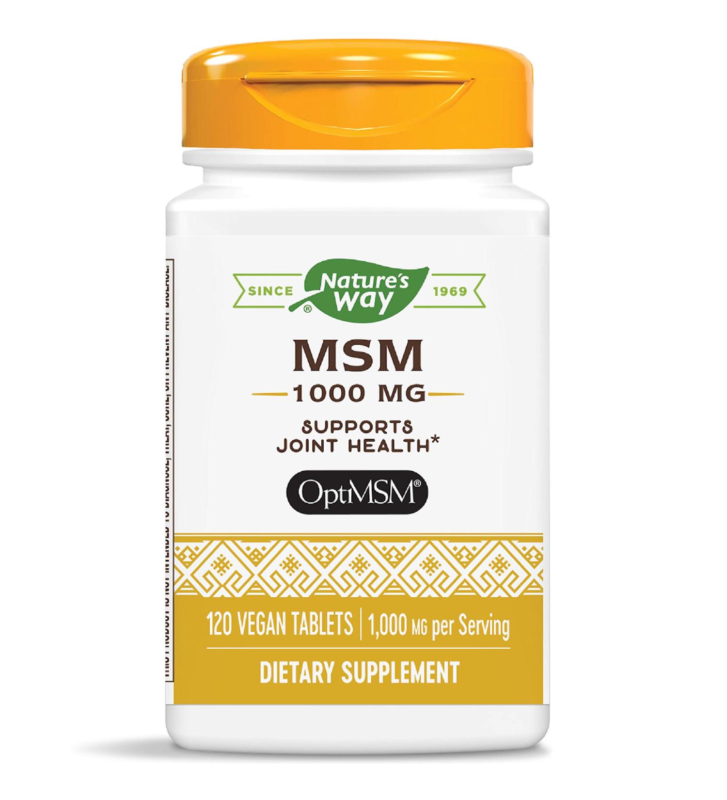 Nature's Way MSM 1000 mg - 120 Vegan Tablets for Joint & Skin Health - Buy Online on GoSupps.com