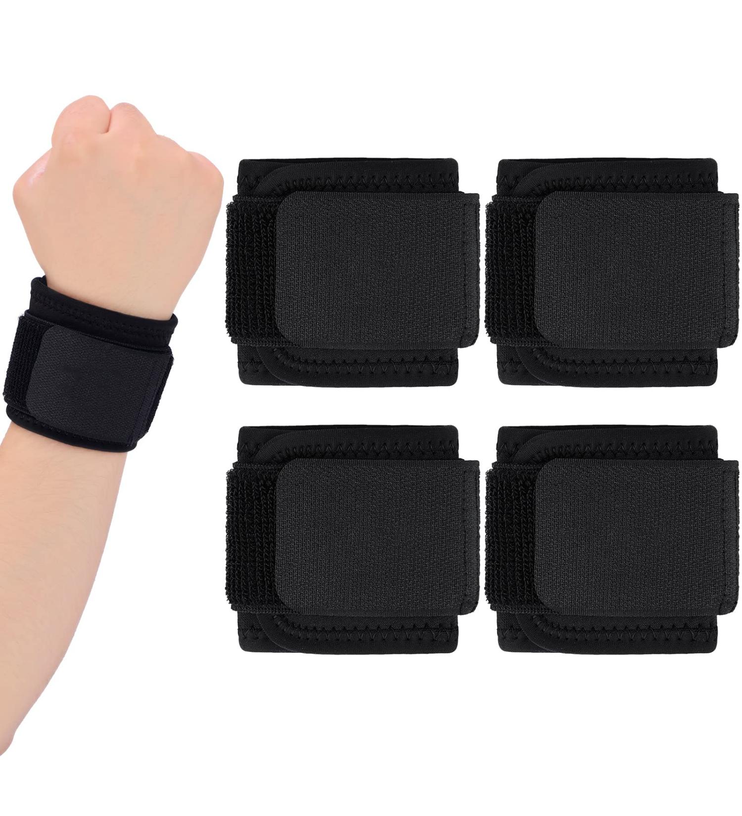 Adjustable Wrist Wrap Brace Set for Carpal Tunnel Support - 4 Pieces - Men and Women - Sports Weightlifting - 16.5 x 3.1 Inches - Buy Online on GoSupps.com