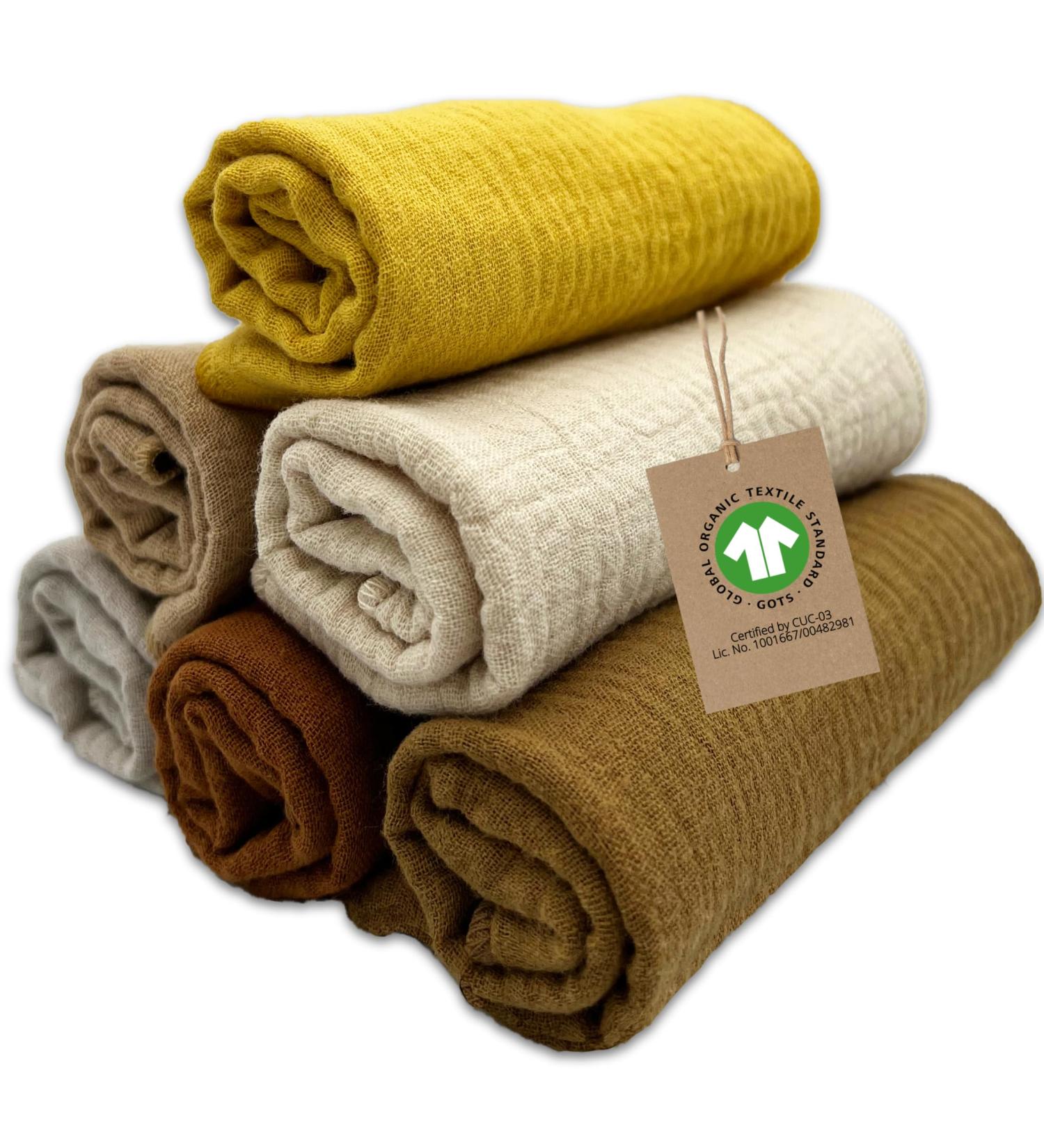 Mimadu Bio GOTS Baby Washcloths - 25x25 cm Organic Cotton Towels | Super Soft & Absorbent Musselin for Baby Care | Eco-Friendly Baby Mini Muffs (Desert) - Buy Online on GoSupps.com