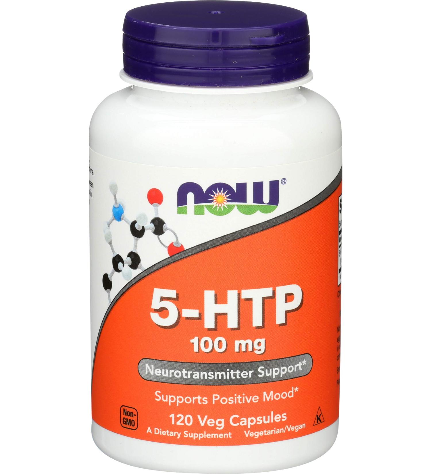 Now Foods 5-HTP 100mg - 120 Veg Capsules | Natural Mood Support | Buy Online Internationally - Buy Online on GoSupps.com