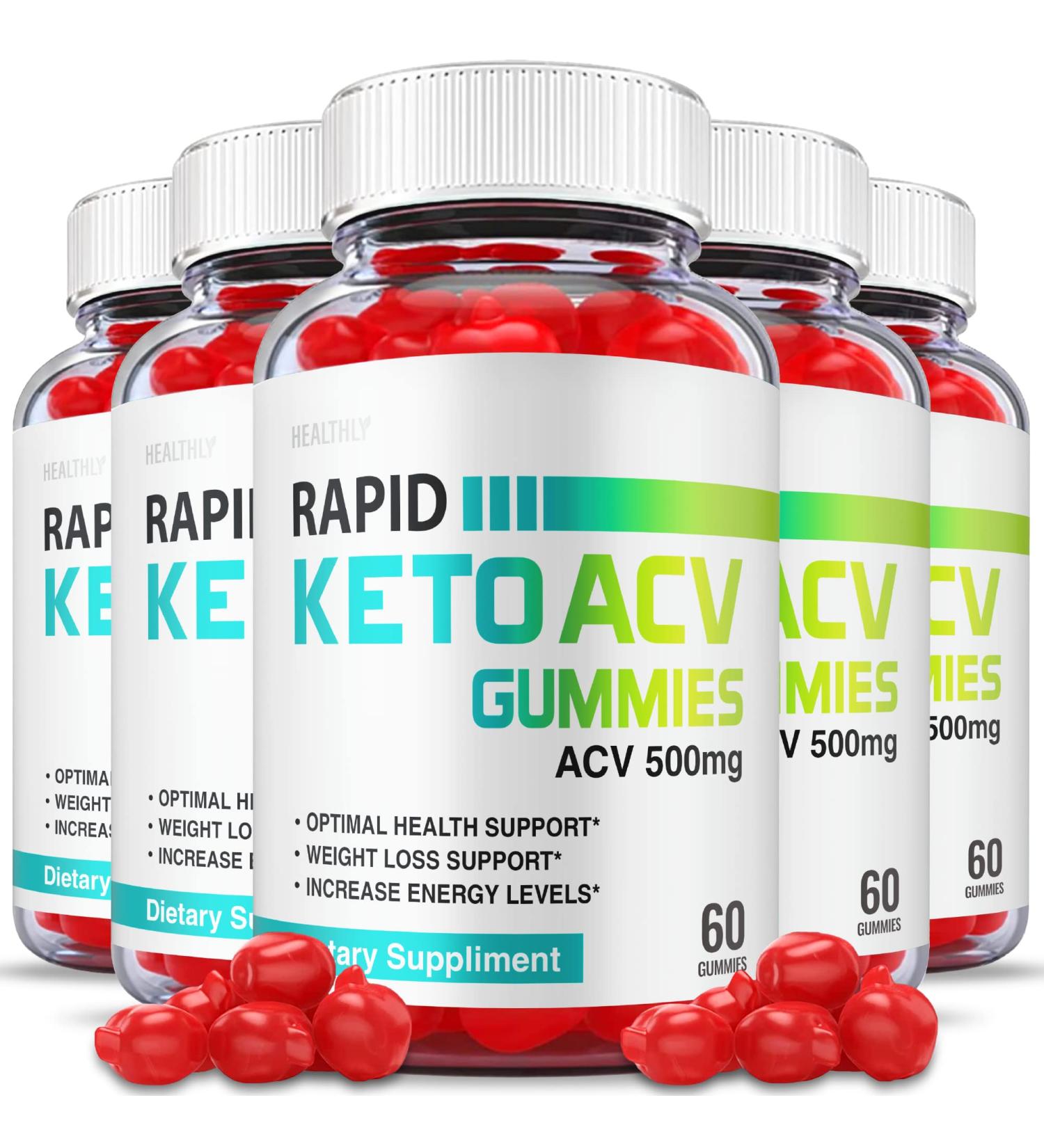 Rapid Keto Gummies - 5 Pack Vegan Formula with ACV & Vitamin B12 | Weight Loss Support (300 Gummies) - Buy Online on GoSupps.com