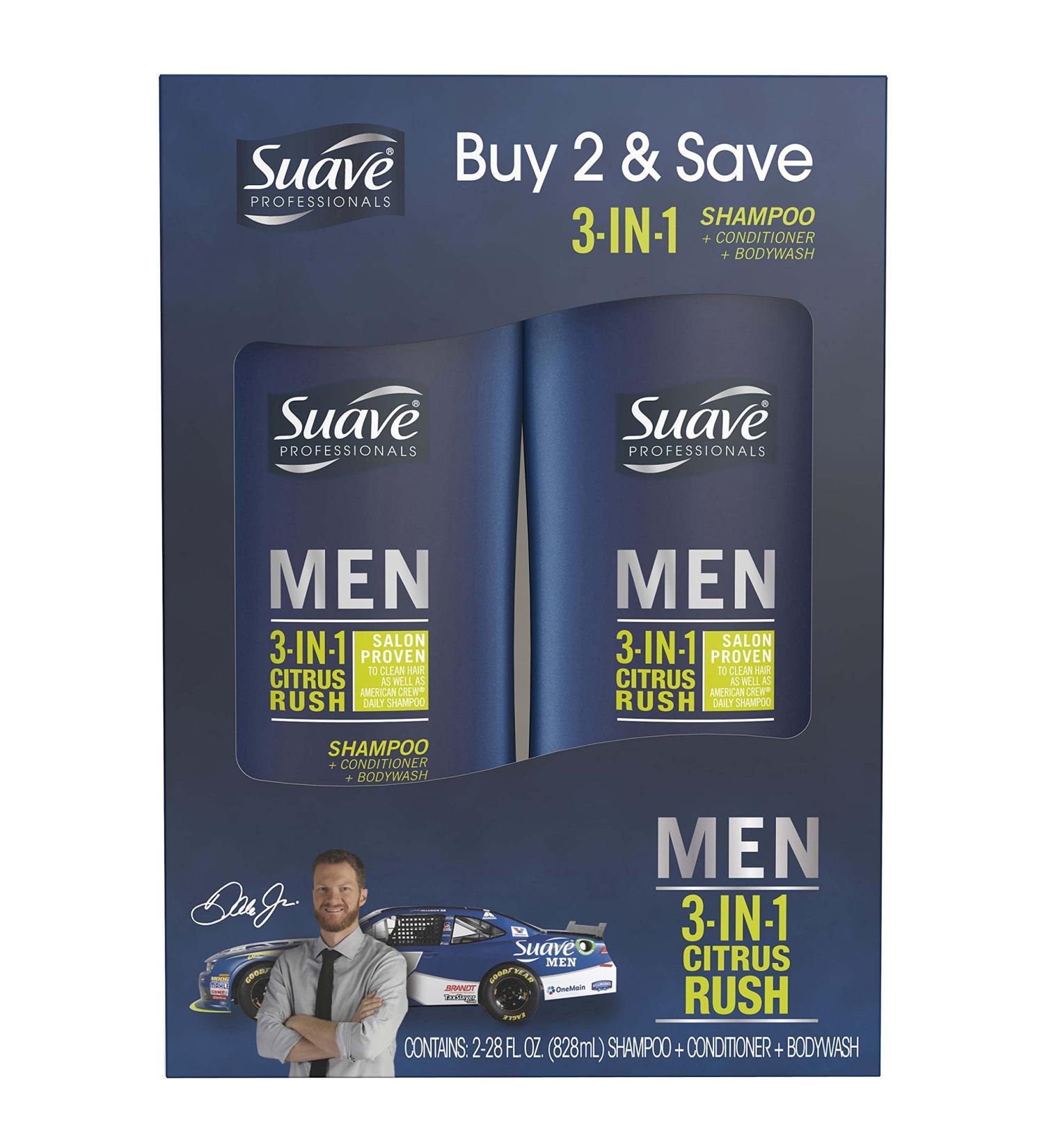 Suave Men 3-in-1 Shampoo Conditioner Body Wash Citrus Rush 28 oz 2 Pack - Buy Online on GoSupps.com