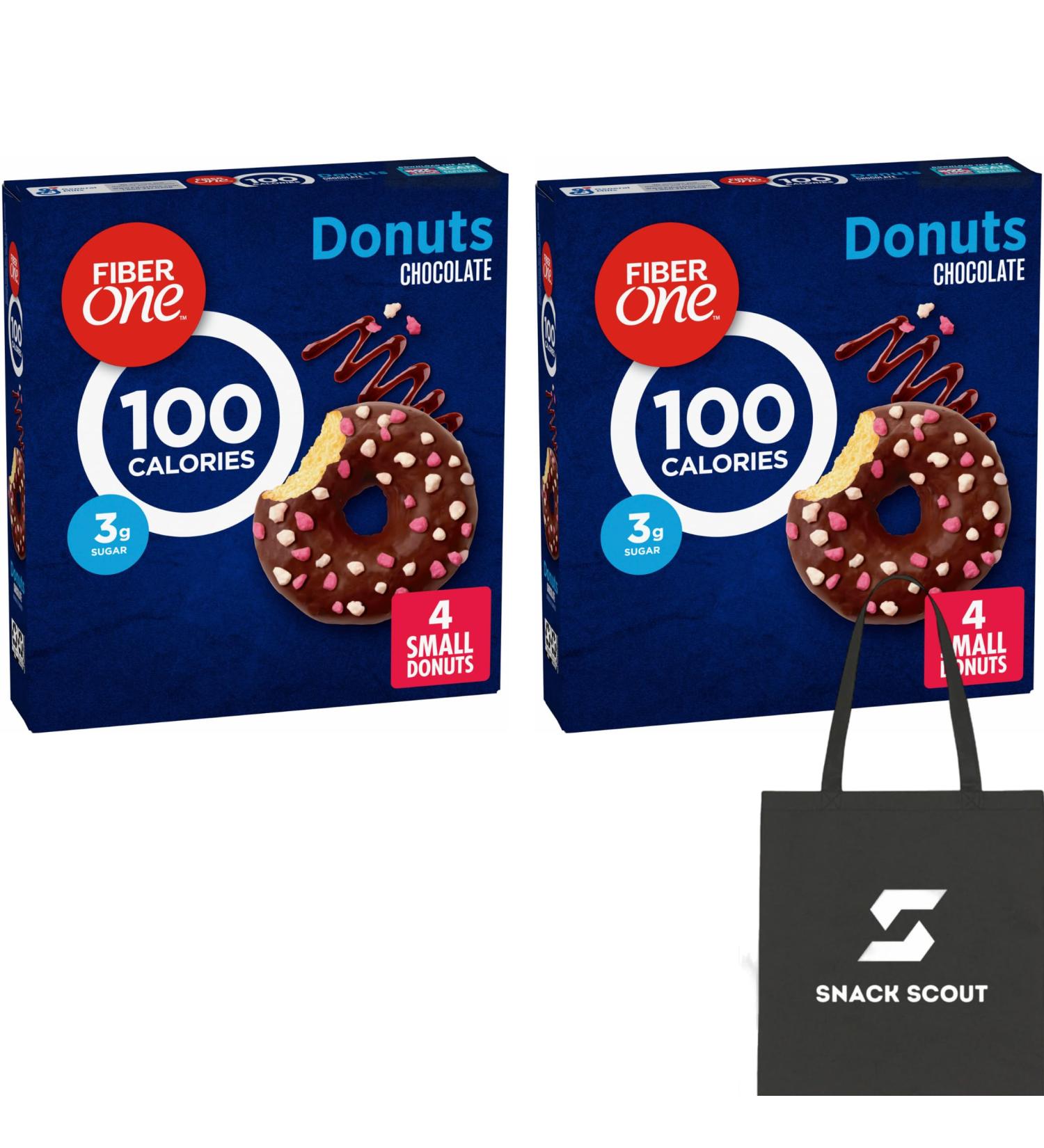 Fiber One 100 Calorie Donuts Chocolate 3g Sugar 92g (pack of 2) bundle with Snack Scout Lunch Bag - Buy Online on GoSupps.com