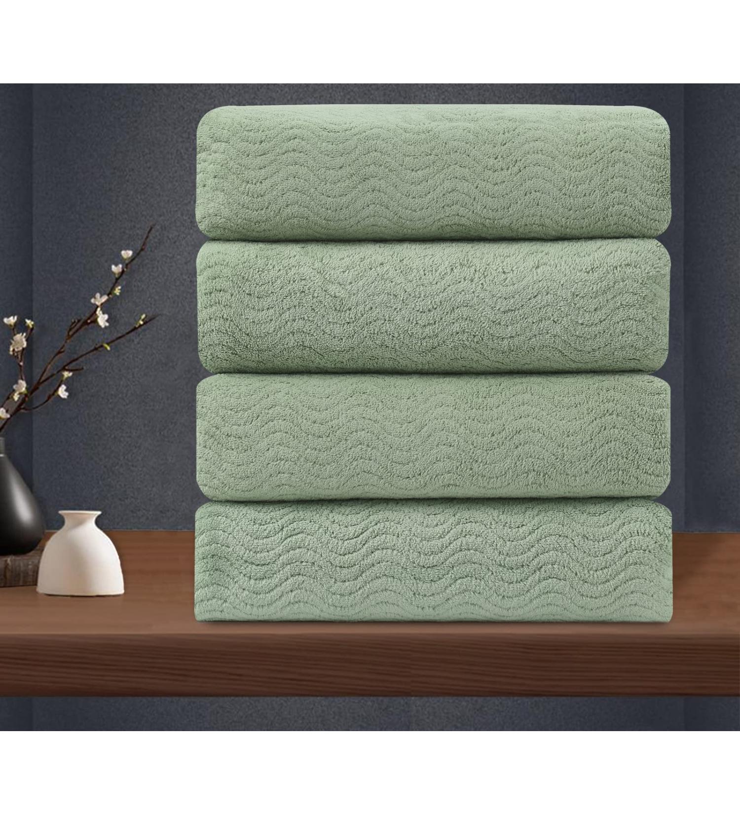 Green Microfiber Washcloths Set - 4 Pack 13x13 - Highly Absorbent & Quick Dry Towels for Bathroom, Spa, Shower, Gym - Premium Quality - Buy Online on GoSupps.com
