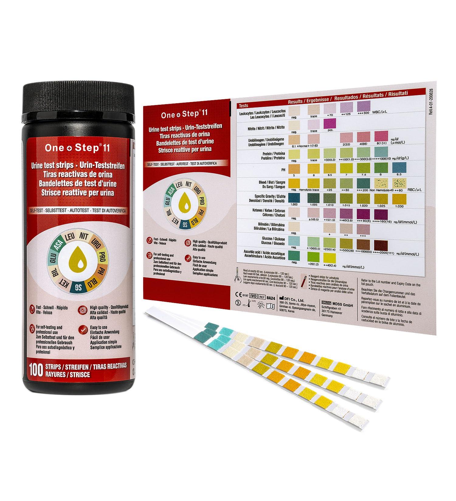 100 Pieces One+Step Urine Health Test - 11 Indicators Function Control & Reference Color Card - DUS-11 for Accurate Health Monitoring - Buy Online on GoSupps.com