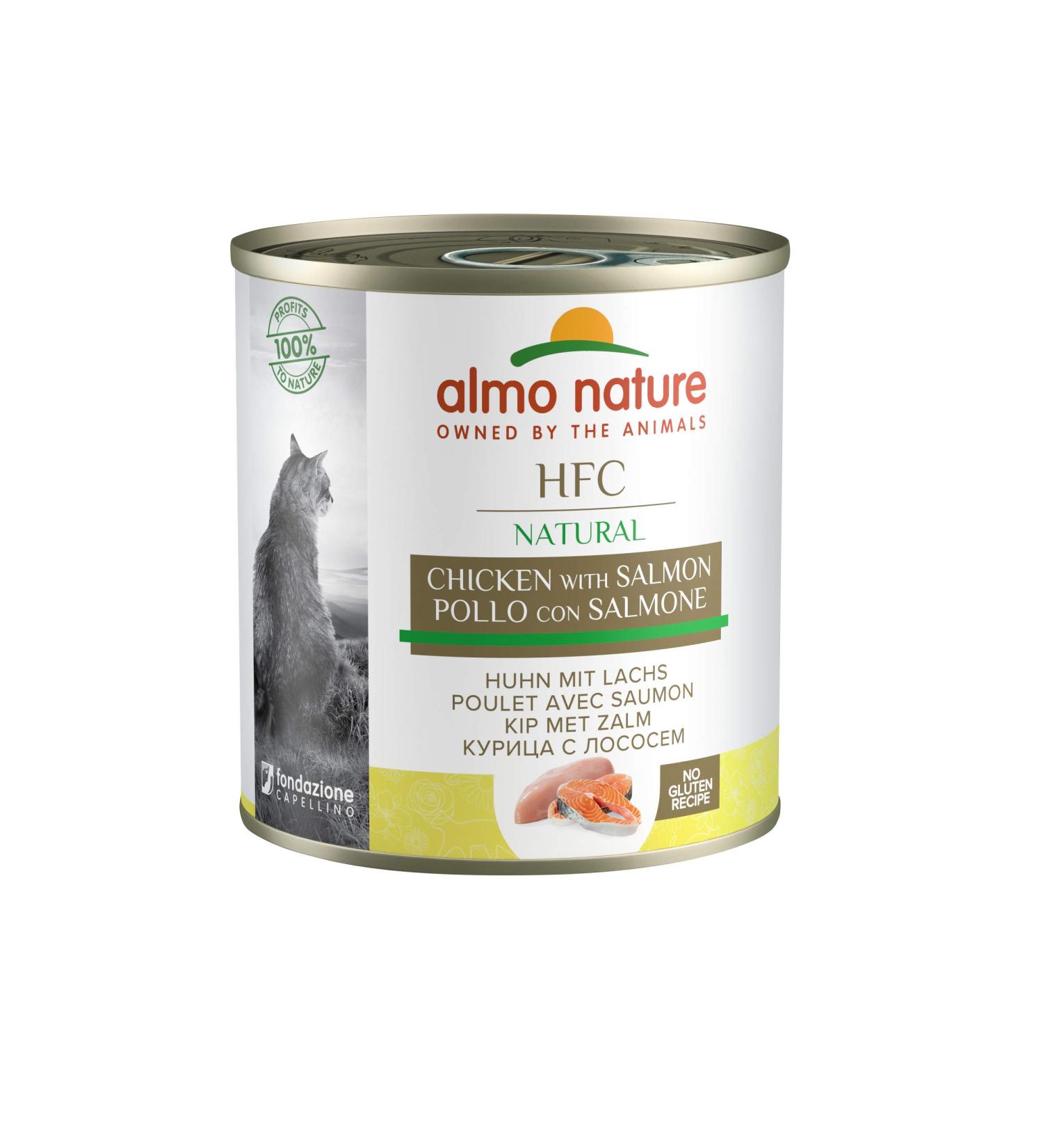 Almo Nature HFC Natural Wet Cat Food - Chicken & Salmon 12-Pack (280g) - Healthy & Gourmet Cat Meals - Buy Online on GoSupps.com