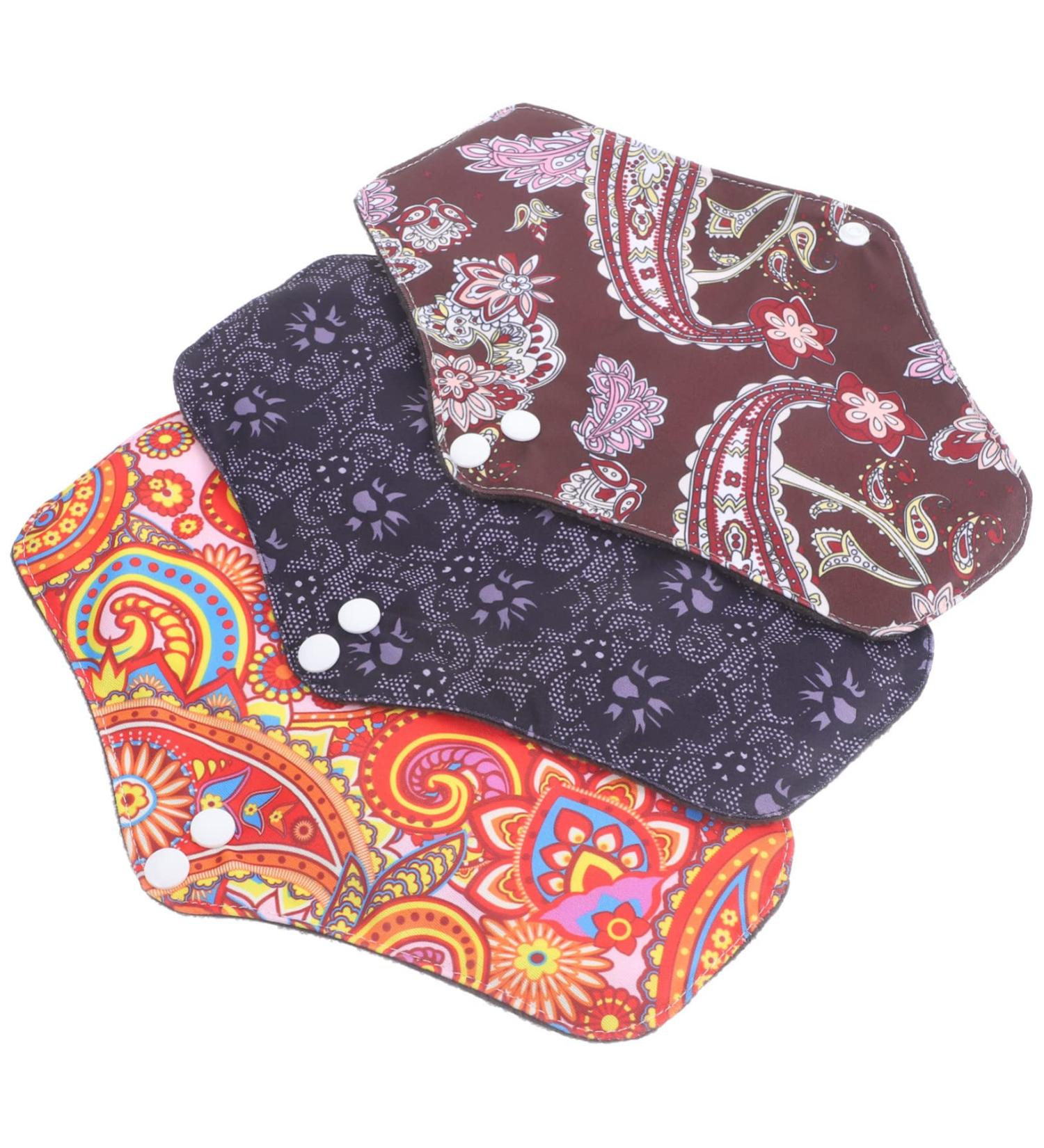 Washable Charcoal Menstrual Pads for Women - 3pcs Thin Reusable Napkin | Portable Feminine Products for Periods - Buy Online on GoSupps.com