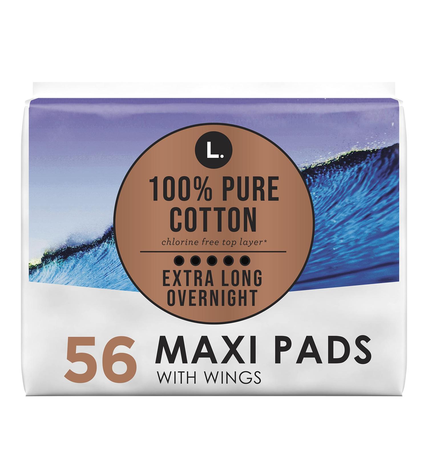 Organic Cotton Extra Long Overnight Pads - 56 Count Total - Buy Online on GoSupps.com