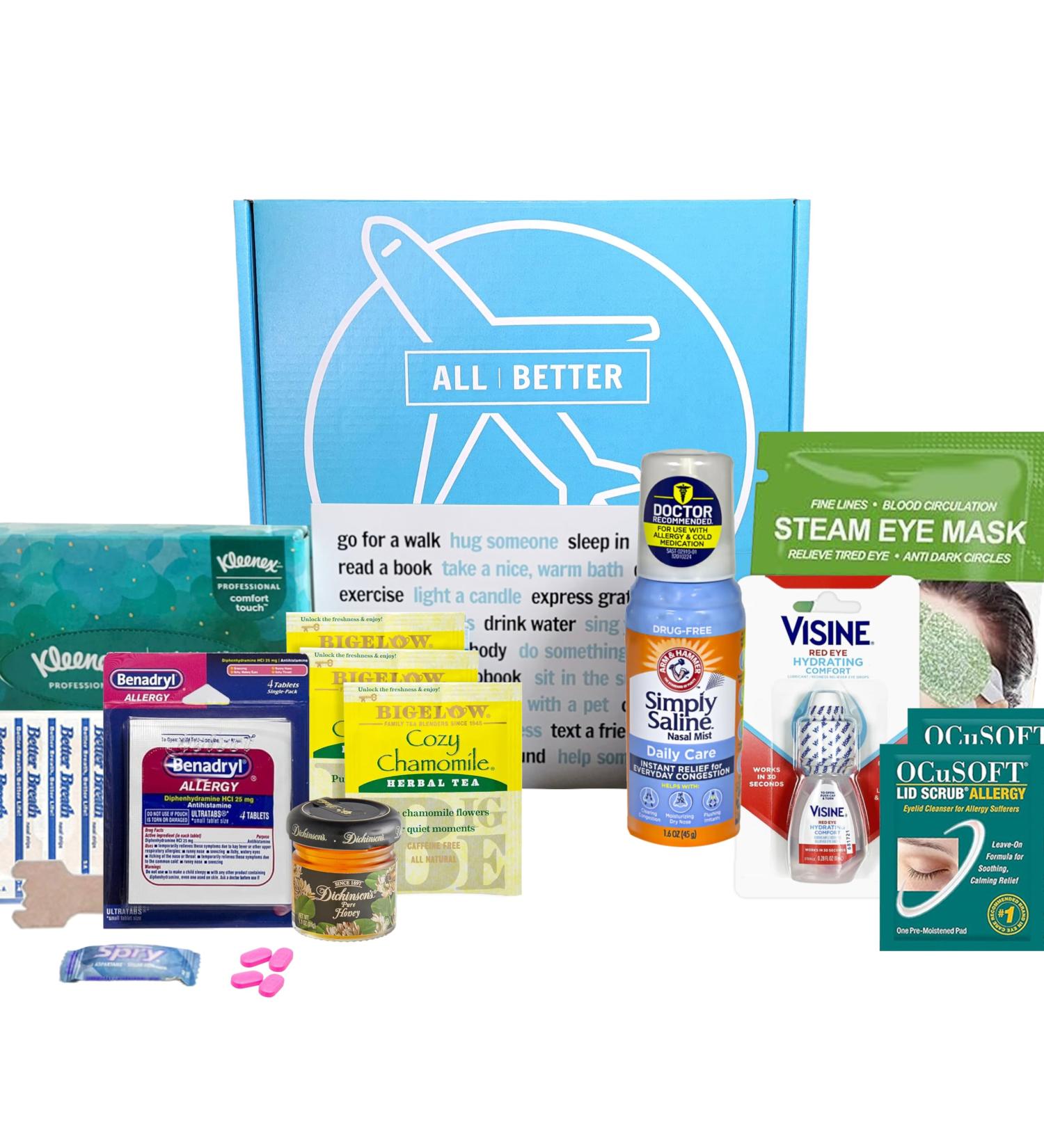 All | Better Allergy Care Package for Sick Friend with Allergies or Hayfever Get Well Soon Gift Basket Box No. 07-B (Large) - Buy Online on GoSupps.com
