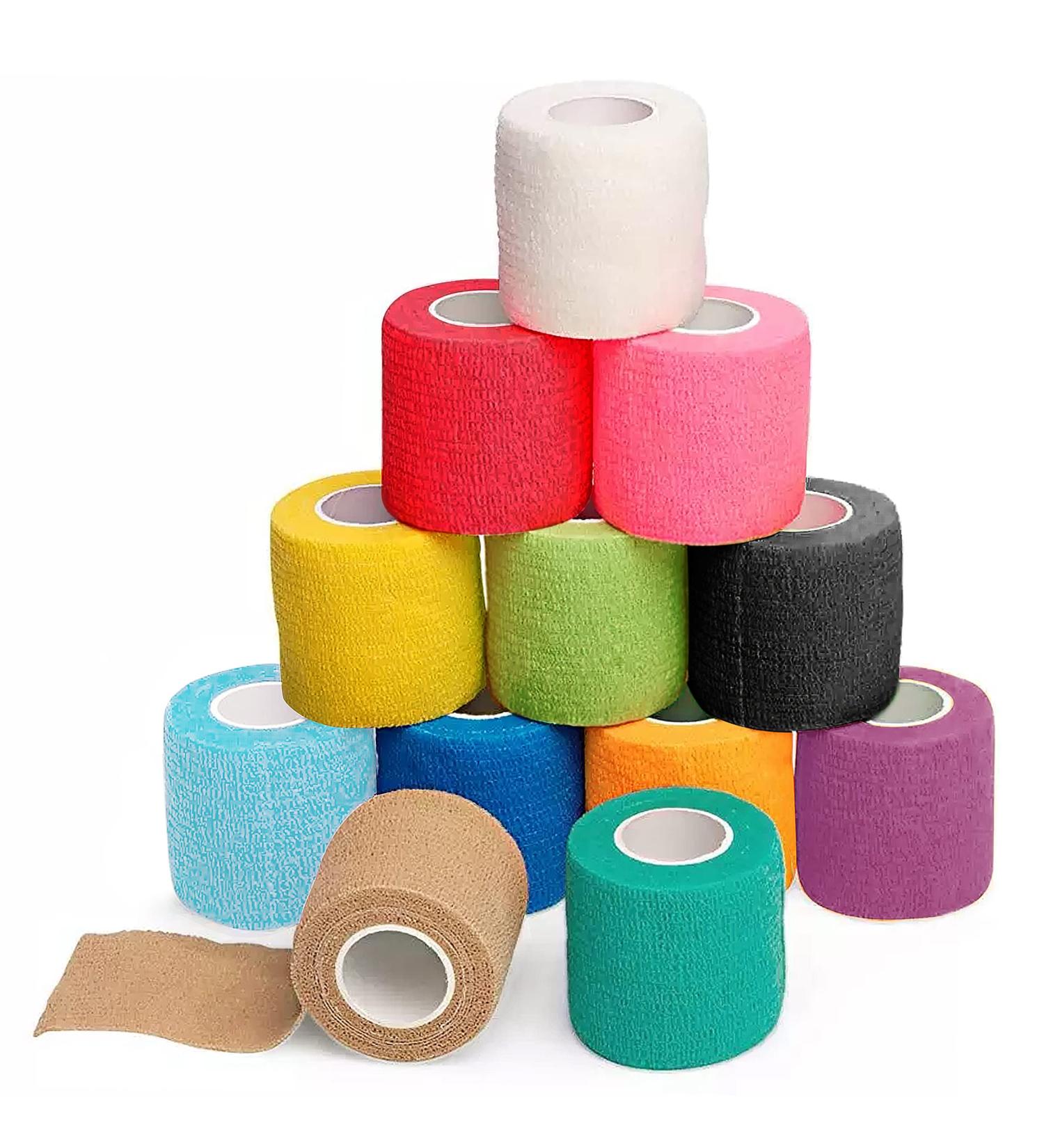 BANDVET WRAP Self Adhesive Bandage Wrap - 12 Assorted Colors, Non-Woven, Breathable & Water-Resistant - 2 x 5 Yards for First Aid, Sports Injury, Body Sprains & Pets - Buy Online on GoSupps.com
