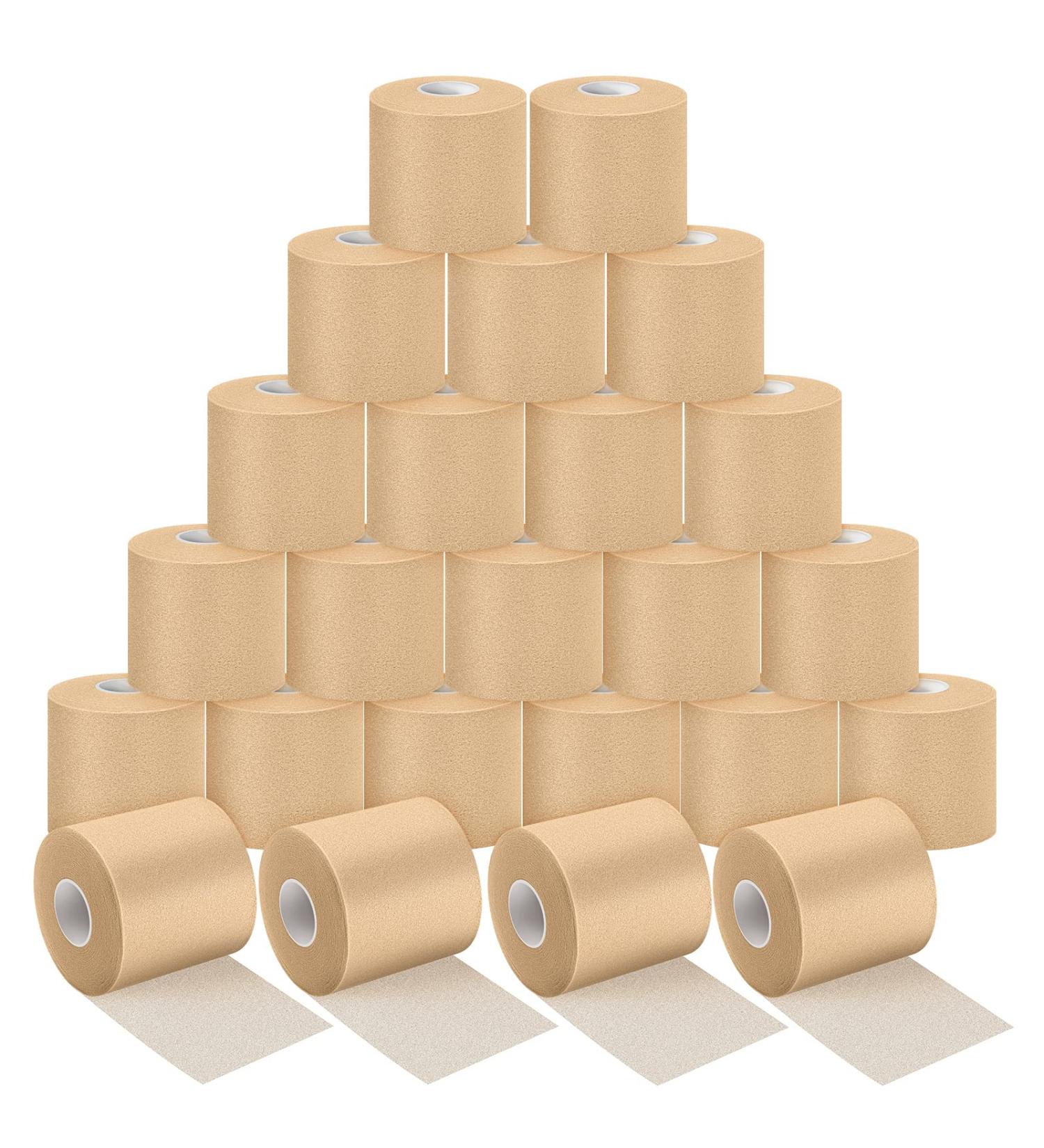 24 Pack Foam Pre-wrap Athletic Tape for Ankles, Wrists, Hands, Knees - Beige - Buy Online on GoSupps.com