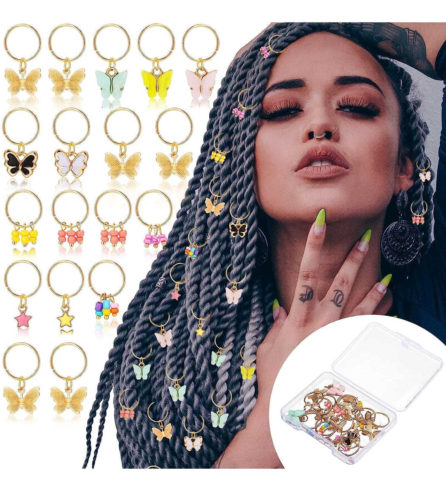 18 Pieces Butterfly Hair Jewelry for Braids Christmas Gold Braid Hair Clips Dreadlock Braid Charms Accessories Hair Rings Jewelry Hair Accessory for Women Girls (Classic Style) - Buy Online on GoSupps.com