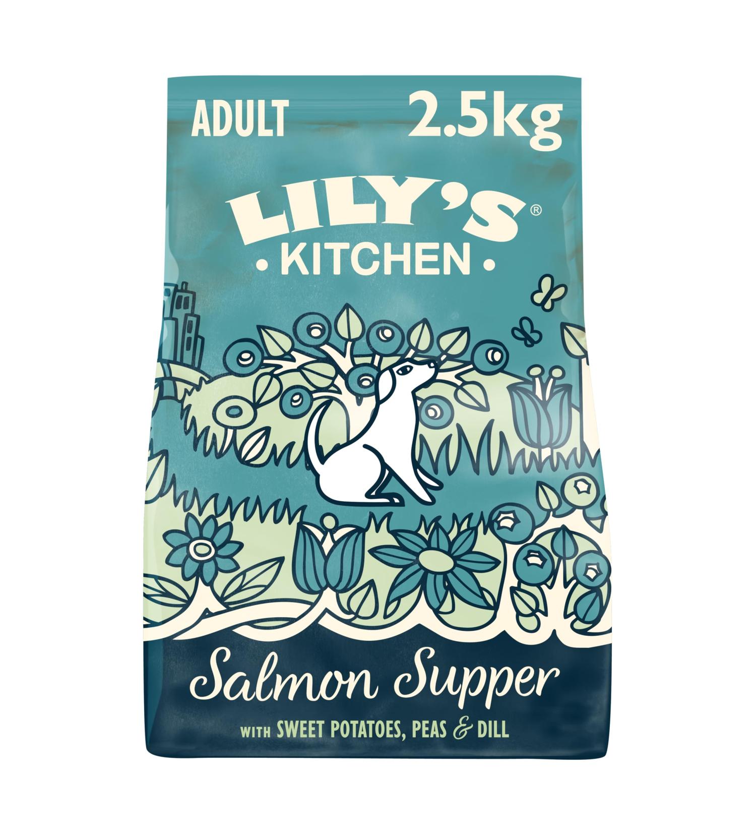 Lily's Kitchen Made with Natural Ingredients Dry Food for Adult Dogs Salmon Supper Balanced Nutrition 2.5kg Bag - Buy Online on GoSupps.com