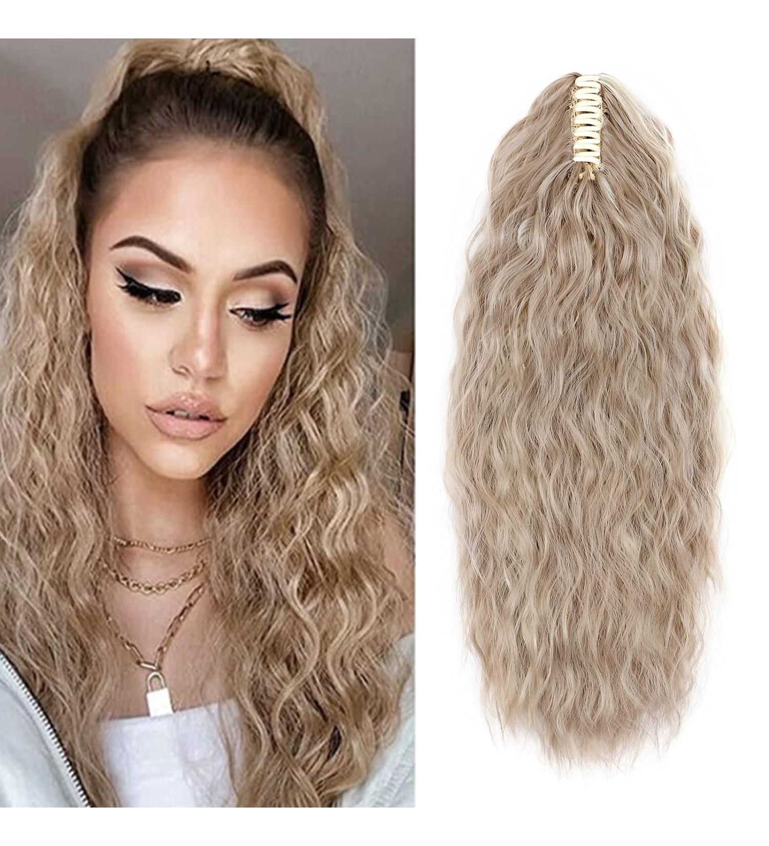 Premium 24 Sandy Blonde Ponytail Extension | Realistic Clip-in Wavy Hair Braid | International Shipping Available - Buy Online on GoSupps.com