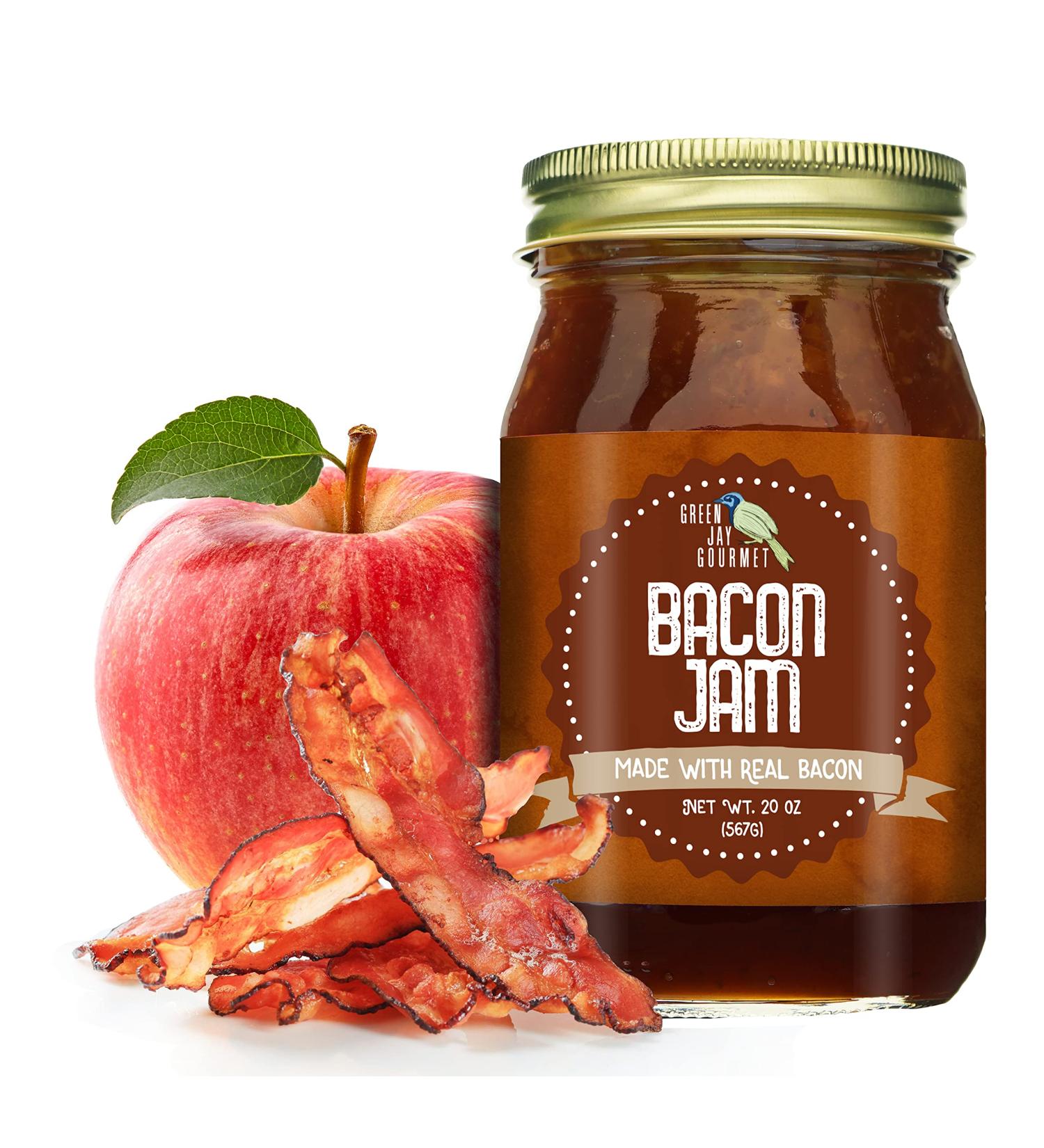 Green Jay Gourmet Bacon Jam - Sweet & Savory Spread for Burgers, Sandwiches, and More - 20oz Gluten-Free Classic Flavoring with Zero Trans Fat - Buy Online on GoSupps.com