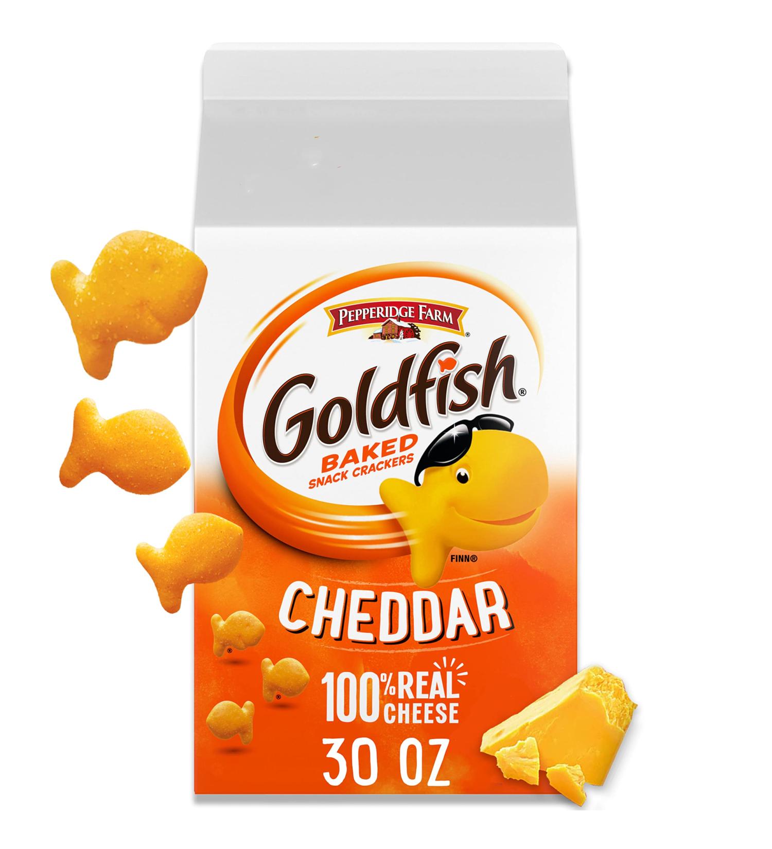 Pepperidge Farm Goldfish Crackers Cheddar 30 oz. Carton - Delicious Snack for Sharing - Buy Online on GoSupps.com