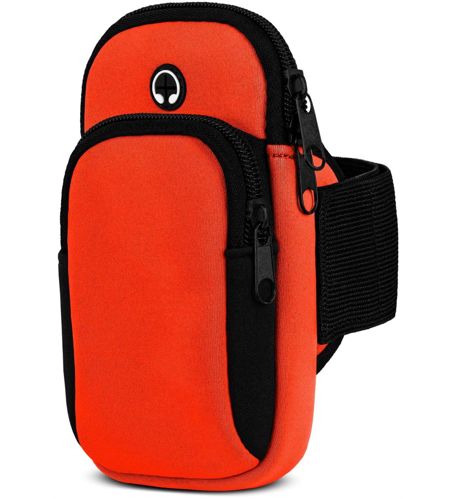 Moex Cell Phone Bag for Samsung Galaxy Z Flip 5 - Neoprene Arm Band Holder for Running & Sports - Orange Running Bracelet with 2 Compartments - Buy Online on GoSupps.com