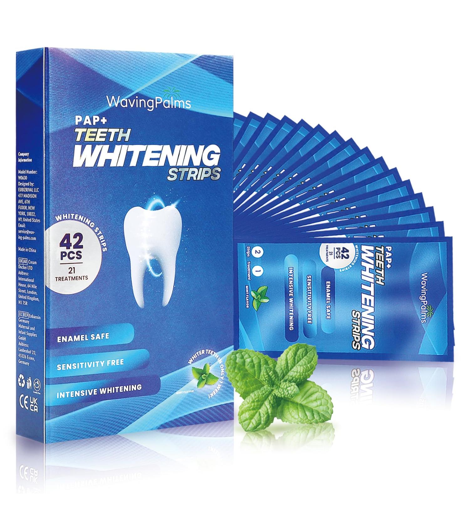 Bande Blanchiment Dentaire Whitening Strips:Kit de Blanchiment Dentaire Professionnel 42 Bandes (21 Applications) claircissement Rapide et Soin Doux pour les Dents Menthe 42 unit (Lot de 1) - Buy Online on GoSupps.com