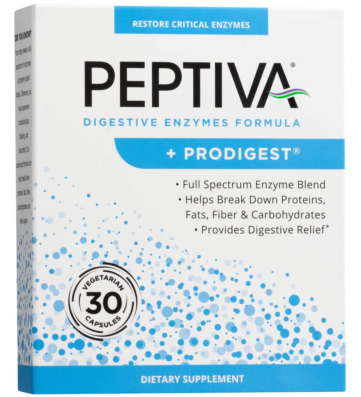 Peptiva Digestive Enzymes Formula + Prodigest - 30 Vegetarian Capsules for Optimal Digestive Health - Buy Online on GoSupps.com