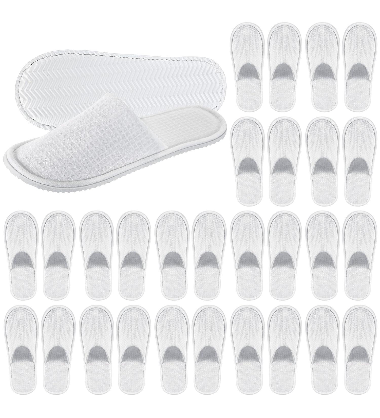 Satinior 20 Pairs White Terry Slippers for Wedding Guests | Unisex Hotel & Spa Slippers | Comfortable Waffle Pattern Guest Slippers - Buy Online on GoSupps.com