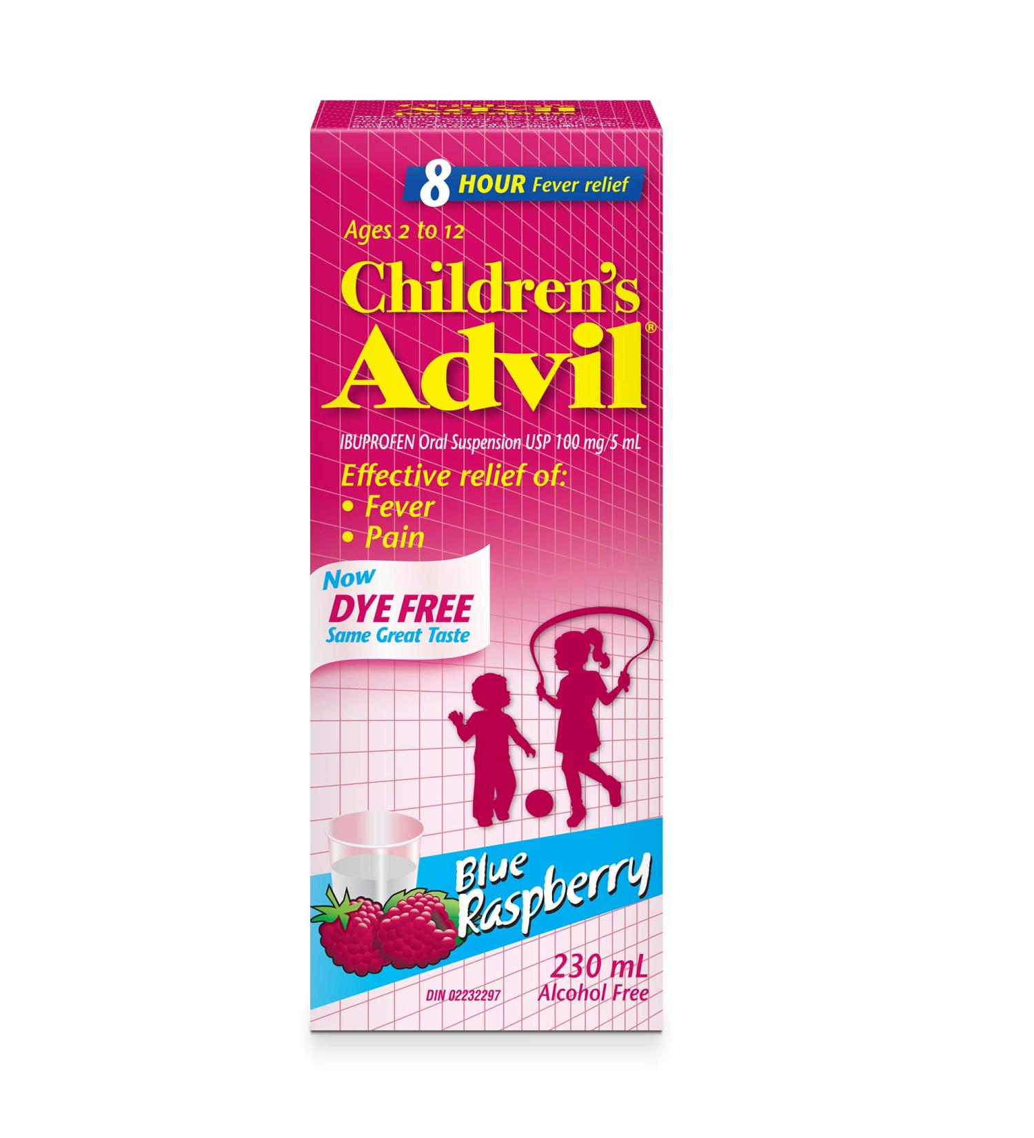 Children's Advil Dye Free Suspension Blue Raspberry 230 Milliliter 230 ML Blue Raspberry - Buy Online on GoSupps.com