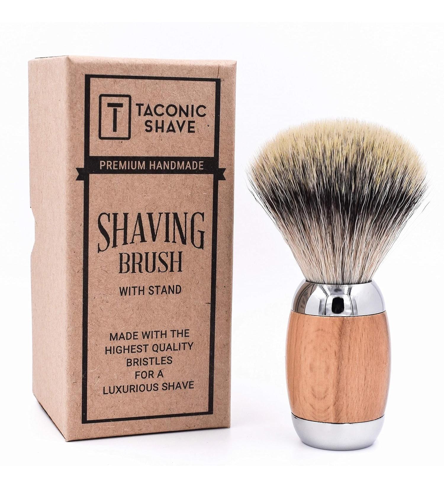 Taconic Shave Premium Synthetic Silvertip Luxury Shaving Brush | Beechwood & Chrome Handle | Shaving Stand Included | International Shipping Available - Buy Online on GoSupps.com
