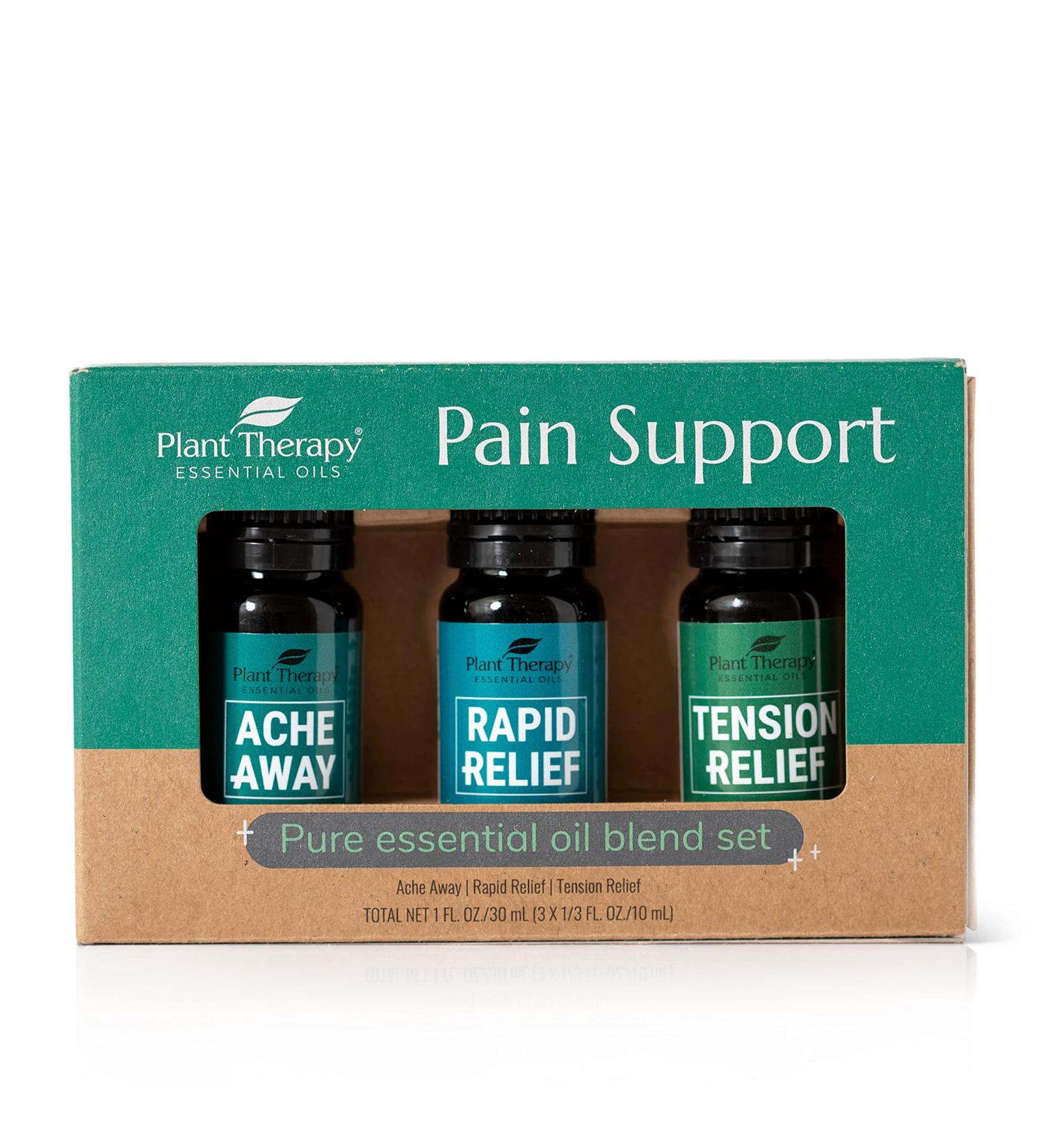Plant Therapy Pain Support Essential Oil Blend Set - Ache Away Rapid Relief & Tension Relief - 10 mL Pure & Undiluted - Buy Online on GoSupps.com