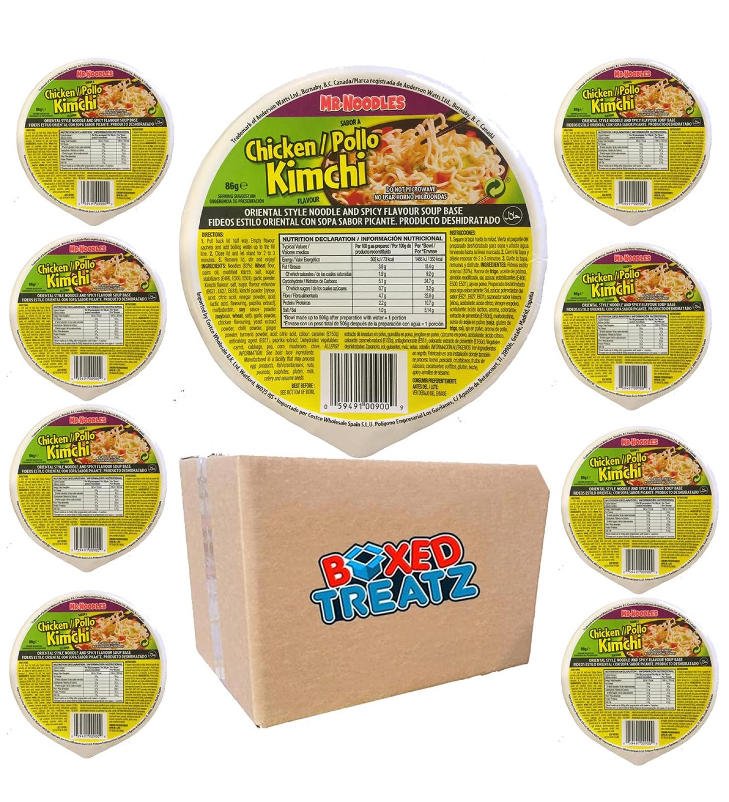 Mr Noodles Kimchi Chicken 12 x 86g Oriental Style Noodle Dish With Spicy Flavour Soup Base Quick & Easy Meal Boxed Treatz - Buy Online on GoSupps.com