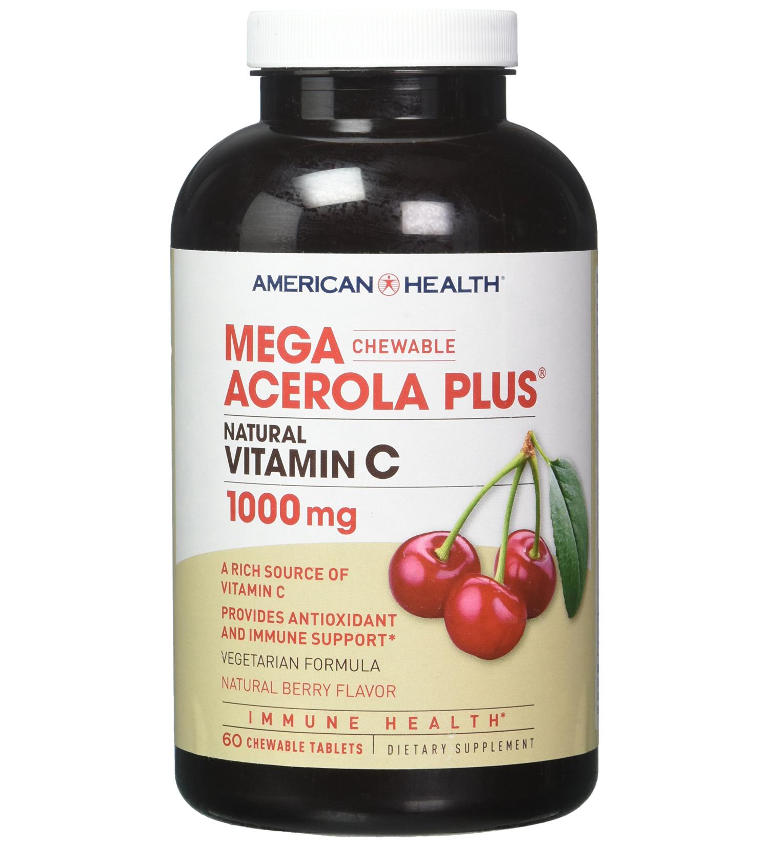 American Health MEGA ACEROLA 1000MG - 60 Wafers | Vitamin C Boost - Buy Online on GoSupps.com