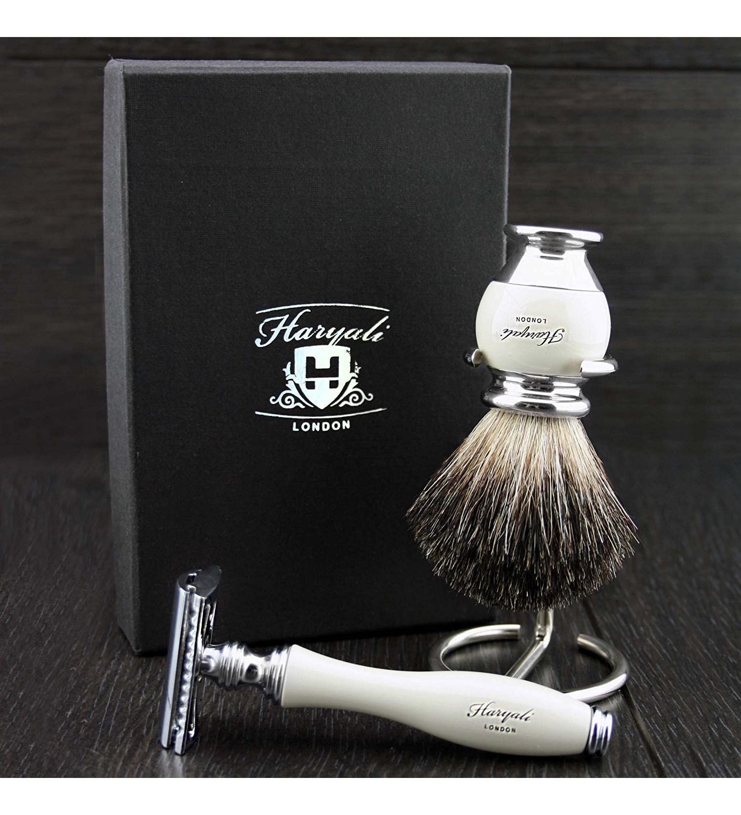 Premium Men's Shaving Kit | Double Edge Safety Razor Brush & Stand | Ultimate Grooming Set - Buy Online on GoSupps.com