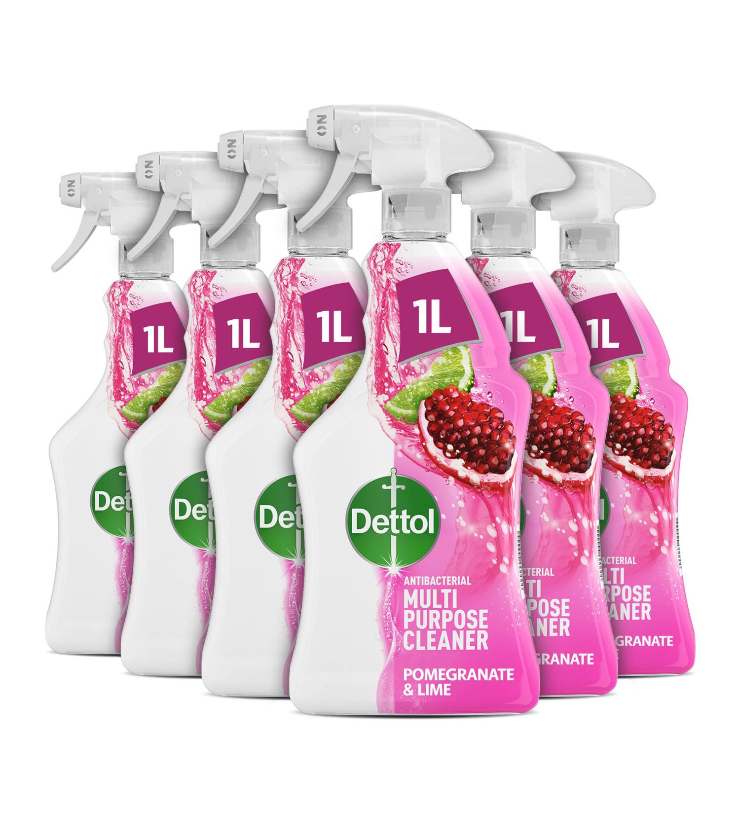 Dettol Power and Fresh Antibacterial Multipurpose Cleaning Spray Pomegranate & Lime 1L (Pack of 6) - Buy Online on GoSupps.com