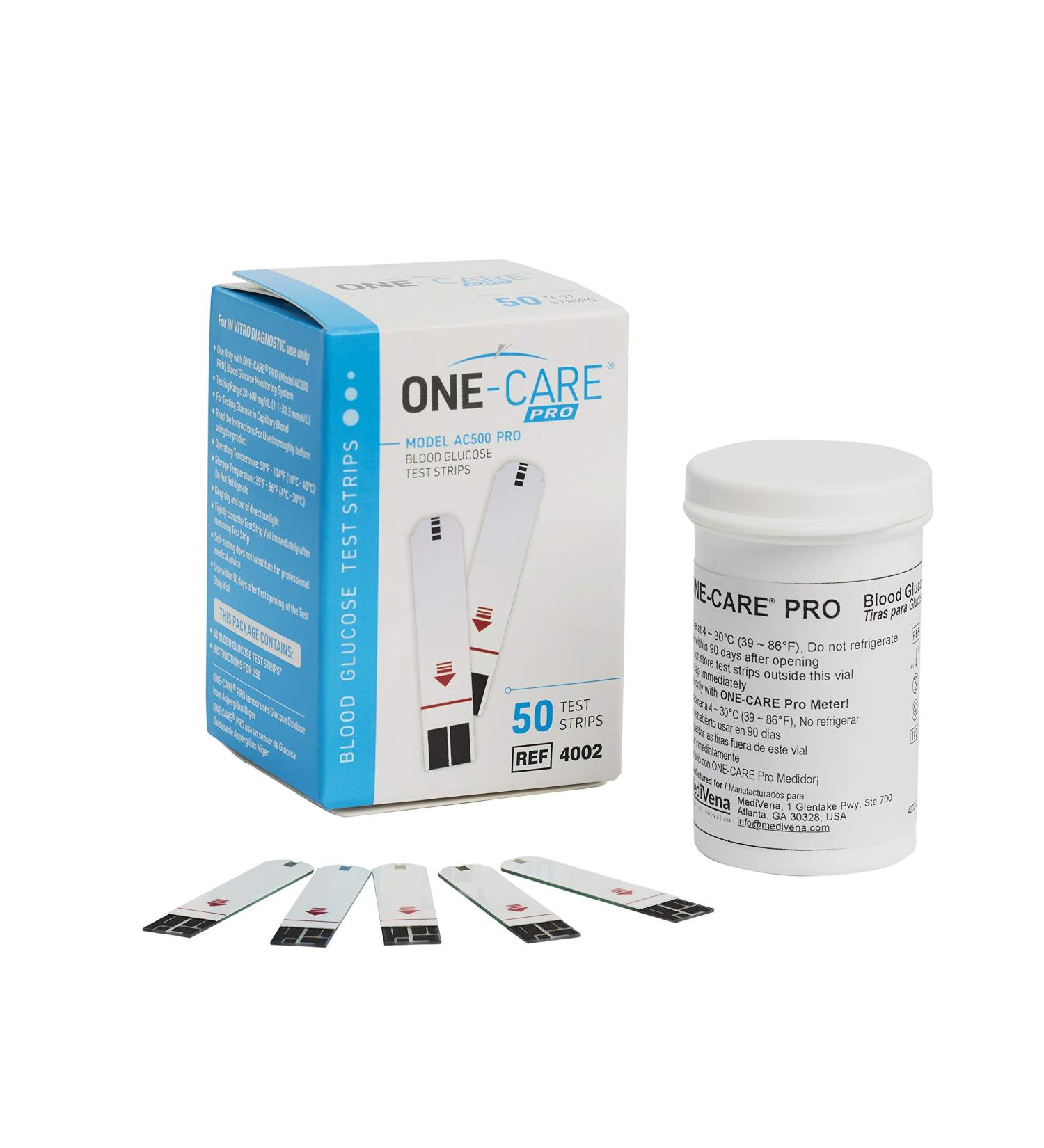 MediVena ONE-Care PRO Glucose Strips 50ct - Professional Use - Buy Online on GoSupps.com