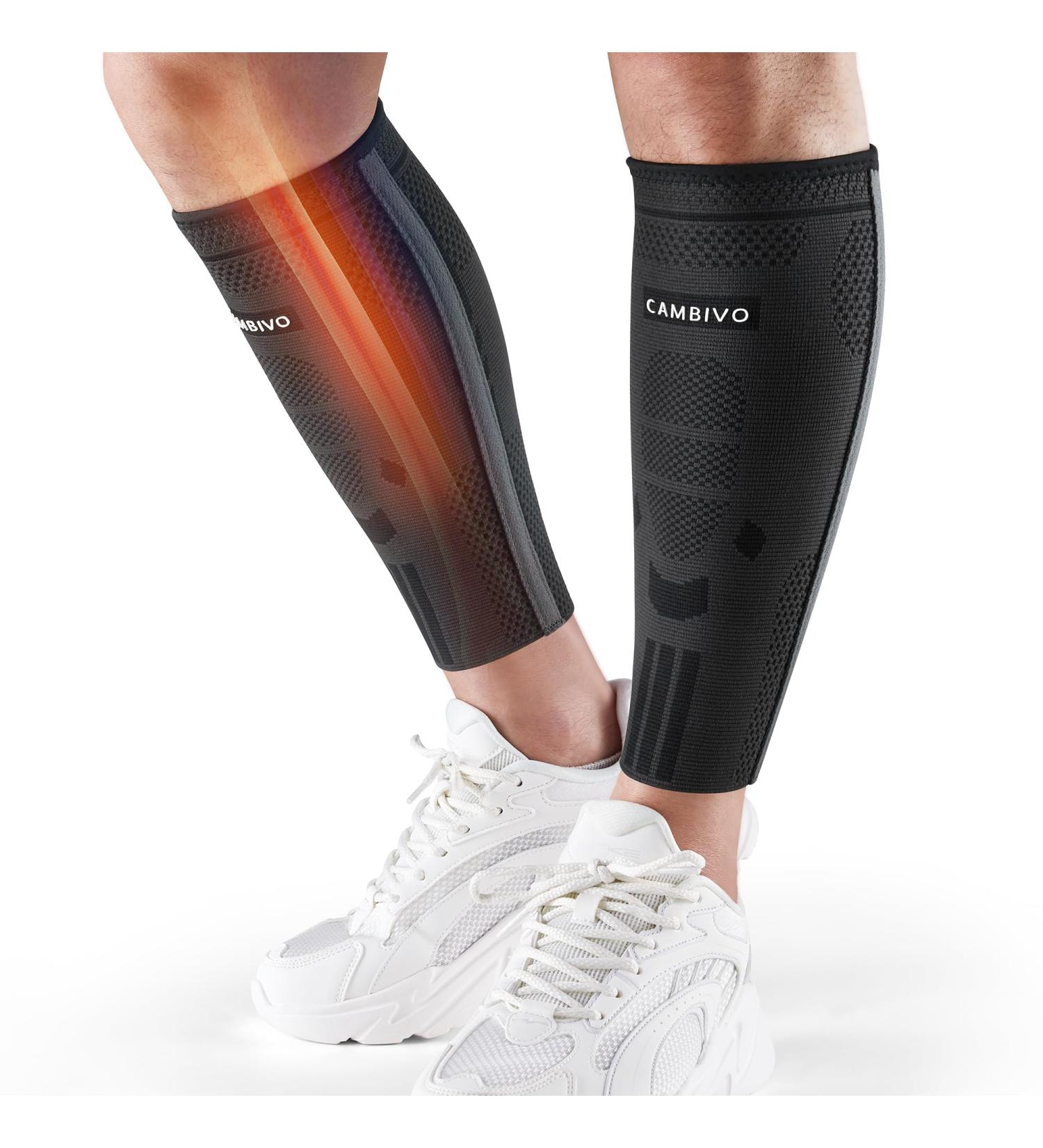 CAMBIVO Calf Compression Sleeves with Stabilizers - Shin Splint Support for Men & Women | Leg Brace Guard for Running - Black Small-Medium - Buy Online on GoSupps.com