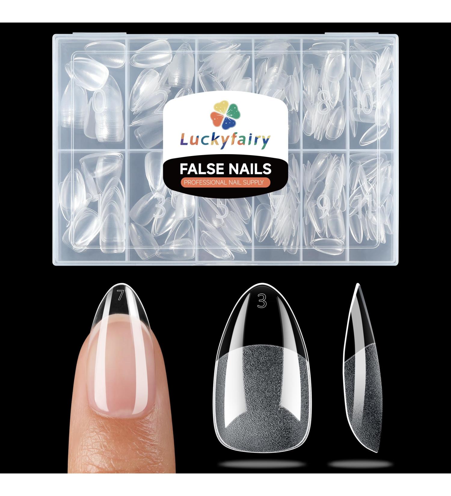 Short Almond Fake Nails - 360pcs Soft Gel Pre-Shaped Acrylic Tips | Half Matte Full Cover Press-On Nails | DIY Manicure - 12 Sizes Available - Buy Online on GoSupps.com