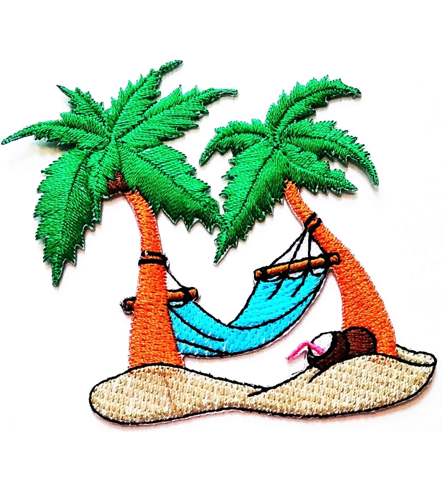 Nipitshop Patches Beautiful Coconut Palm Tree Island Summer Beach Hawaii Cartoon Patch Embroidered Iron On Patch for Clothes Backpacks T-Shirt Jeans Skirt Vests Scarf Hat Bag