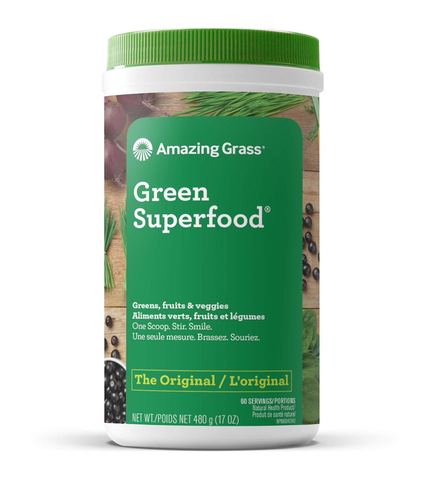 Amazing Grass Green Superfood Organic Powder with Wheat Grass and Greens Flavor: Original 60 Servings 17 Ounces 480 g (Pack of 1) - Buy Online on GoSupps.com