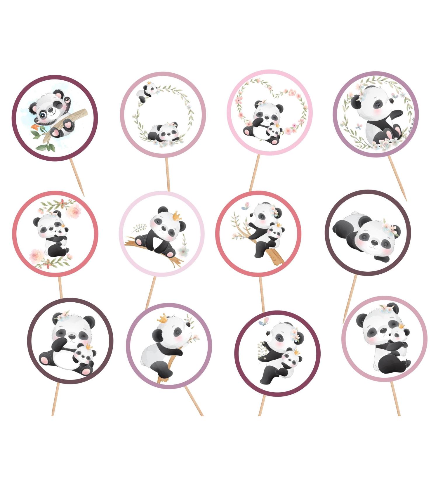 24-Pack Panda Girl Cupcake Toppers Cake Topper Centerpiece - 2.5x2.5in & 5-inch Tall - Double-Sided High-Resolution - Heavy Cardstock Pre-Assembled with Stick for Whimsical Celebrations - Buy Online on GoSupps.com