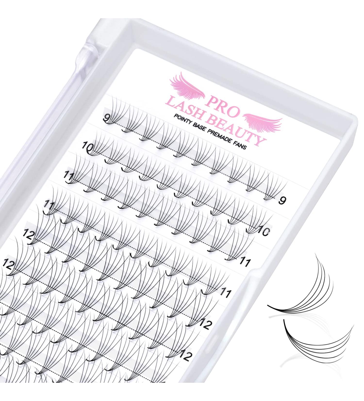 5D-D-0.10 Pre Made Fan Eyelash Extensions - Pointy Base Russian Volume Lashes in C D Curl - 8-15 Mix - Buy Online on GoSupps.com
