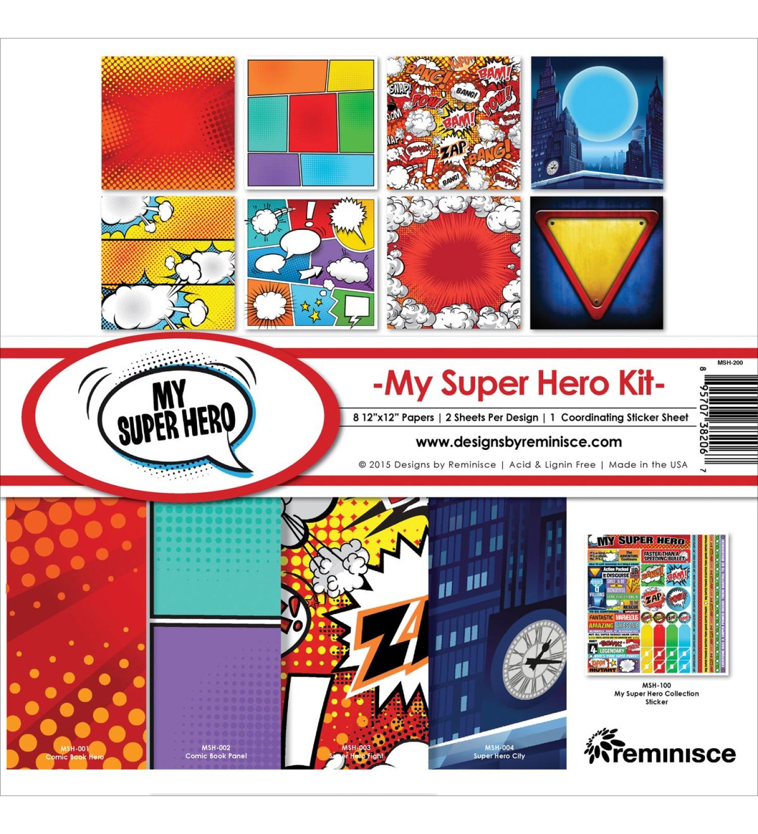 Reminisce My Super Hero Collection Kit, Multicolor, 12" by 12", (MSH-200)