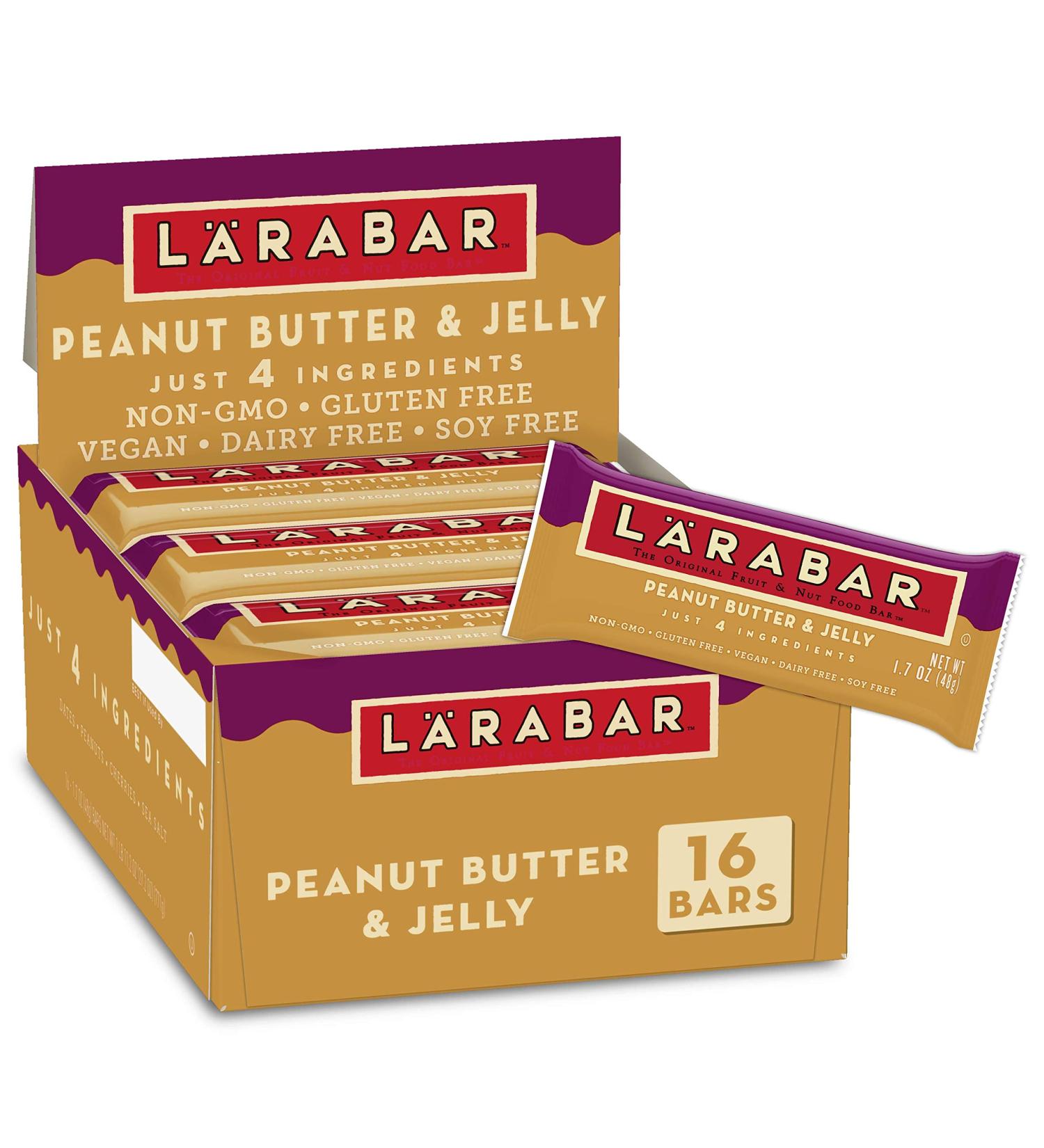 Larabar Peanut Butter & Jelly Bars - Gluten Free Vegan, 16 Ct, 1.7 oz | Healthy Snack - Buy Online on GoSupps.com