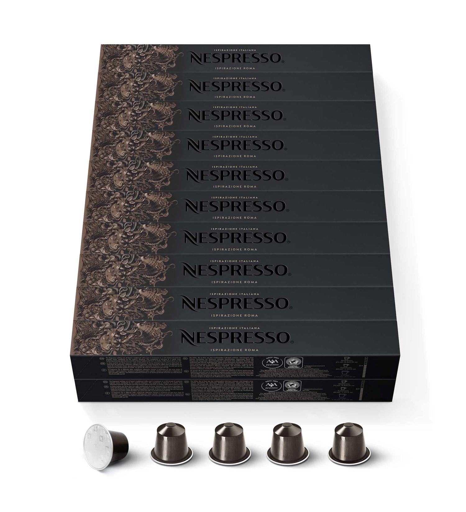 Nespresso Original bundle 200 coffee capsules Roma intensity 8 for Ristretto & espresso 20 packs of 10 pieces each Roma 1 piece 200er Pack - Buy Online on GoSupps.com