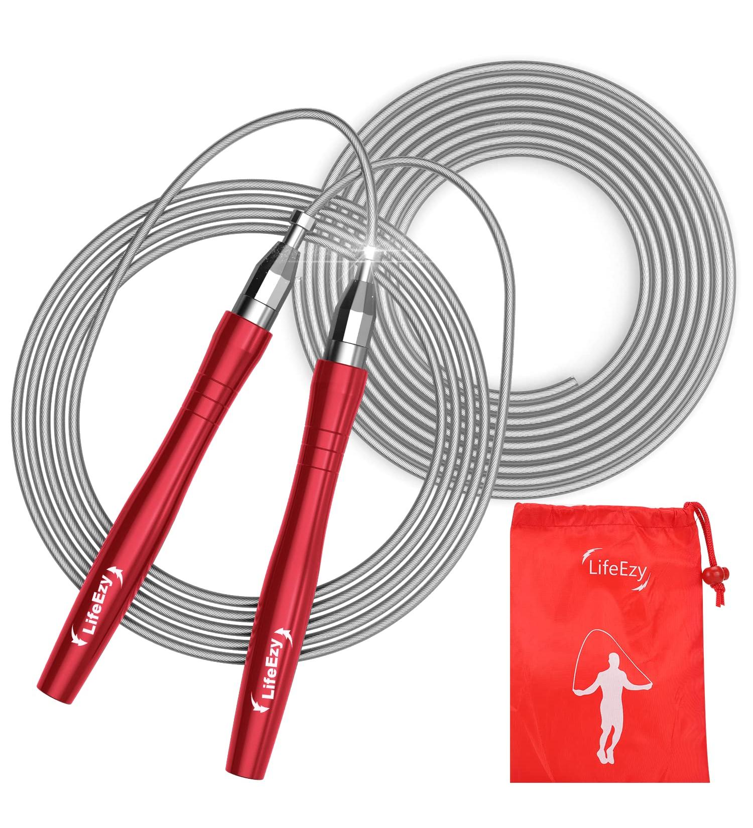 High Speed Weighted Jump Rope - Premium Quality Tangle-Free - Red - Buy Online on GoSupps.com