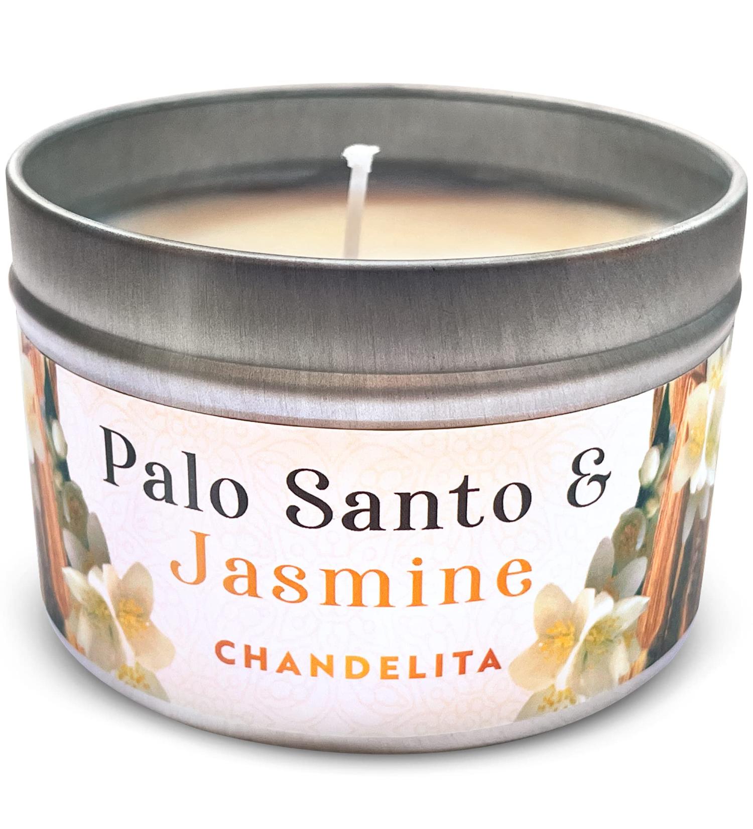 Chandelita Fragrance Candle - Palo Santo & Jasmine Aroma Therapy - Natural Essential Oils & Soy Wax Chakra Candle for Meditation & Cleansing - Buy Online on GoSupps.com