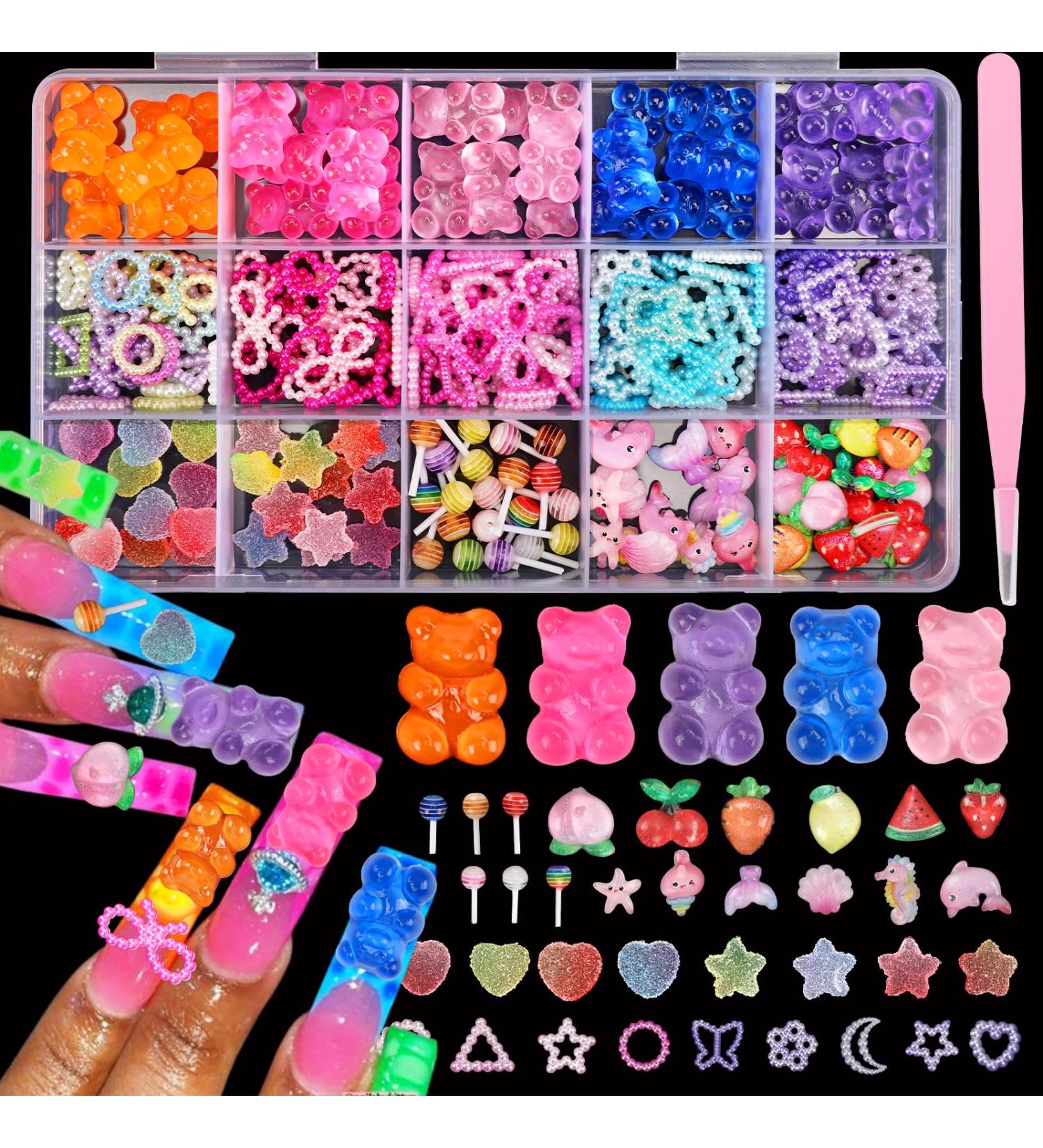 Namifin 3D Bear Nail Charms Bulk - Kawaii Lollipops Fruits Cherries & More | Cute Nail Art Accessories for DIY | International Shipping - Buy Online on GoSupps.com