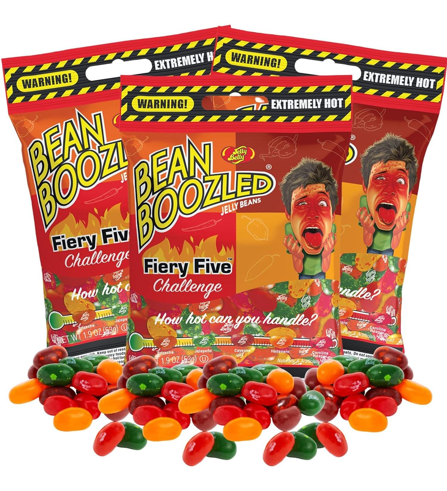 Jelly Belly Fiery Five Bean Boozled Jelly Beans 3-Pack 54g - Holidays & Christmas Candy - Vegan Candy Dairy Free Snacks Gluten Free Kosher Candy Bulk Candy Stocking Stuffers for Teens - Buy Online on GoSupps.com