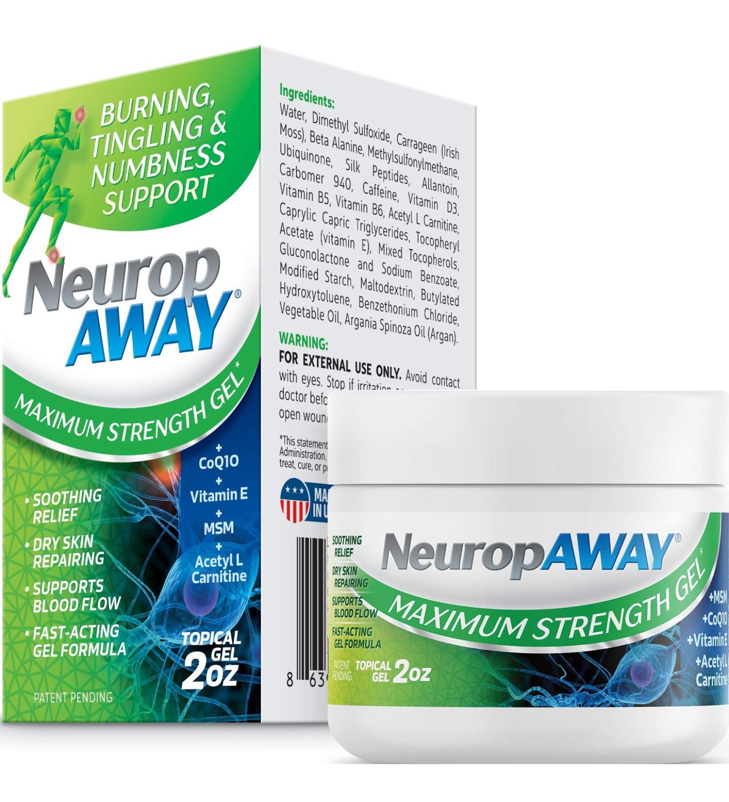 NeuropAWAY Maximum Strength Gel - Rapid Relief for Burning, Tingling, & Numbness - Non-Menthol Formula - 2.0oz Topical Gel - Buy Online on GoSupps.com