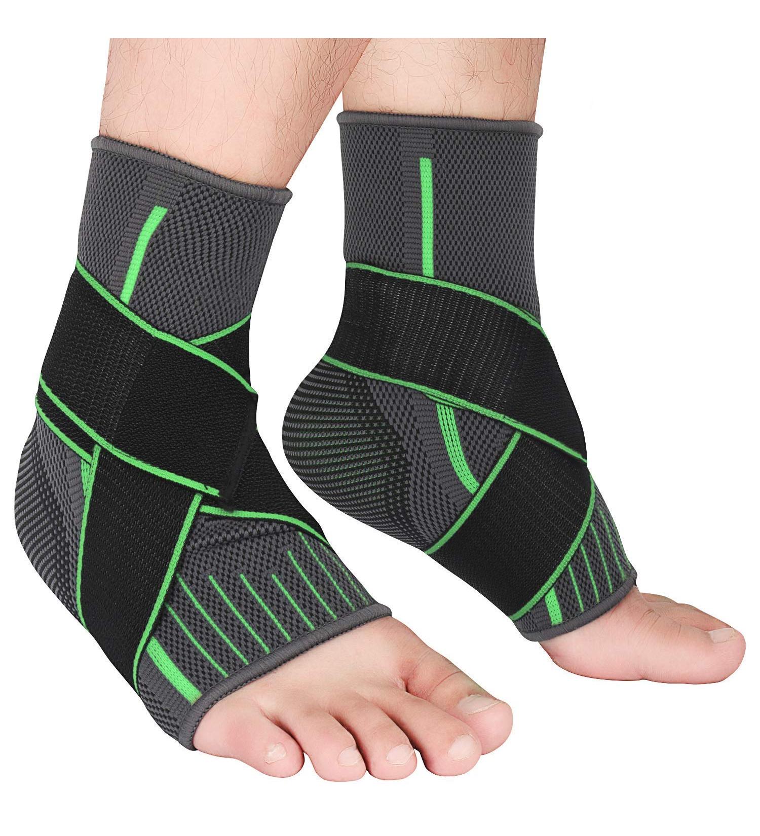 2 Packs Breathable Ankle Brace Ankle Support Sleeve with Compression Ankle Wrap for Plantar Fasciitis Ankle Sprain Ankle Swelling Joint Pain Fits All for Women Men Medium Green - Buy Online on GoSupps.com